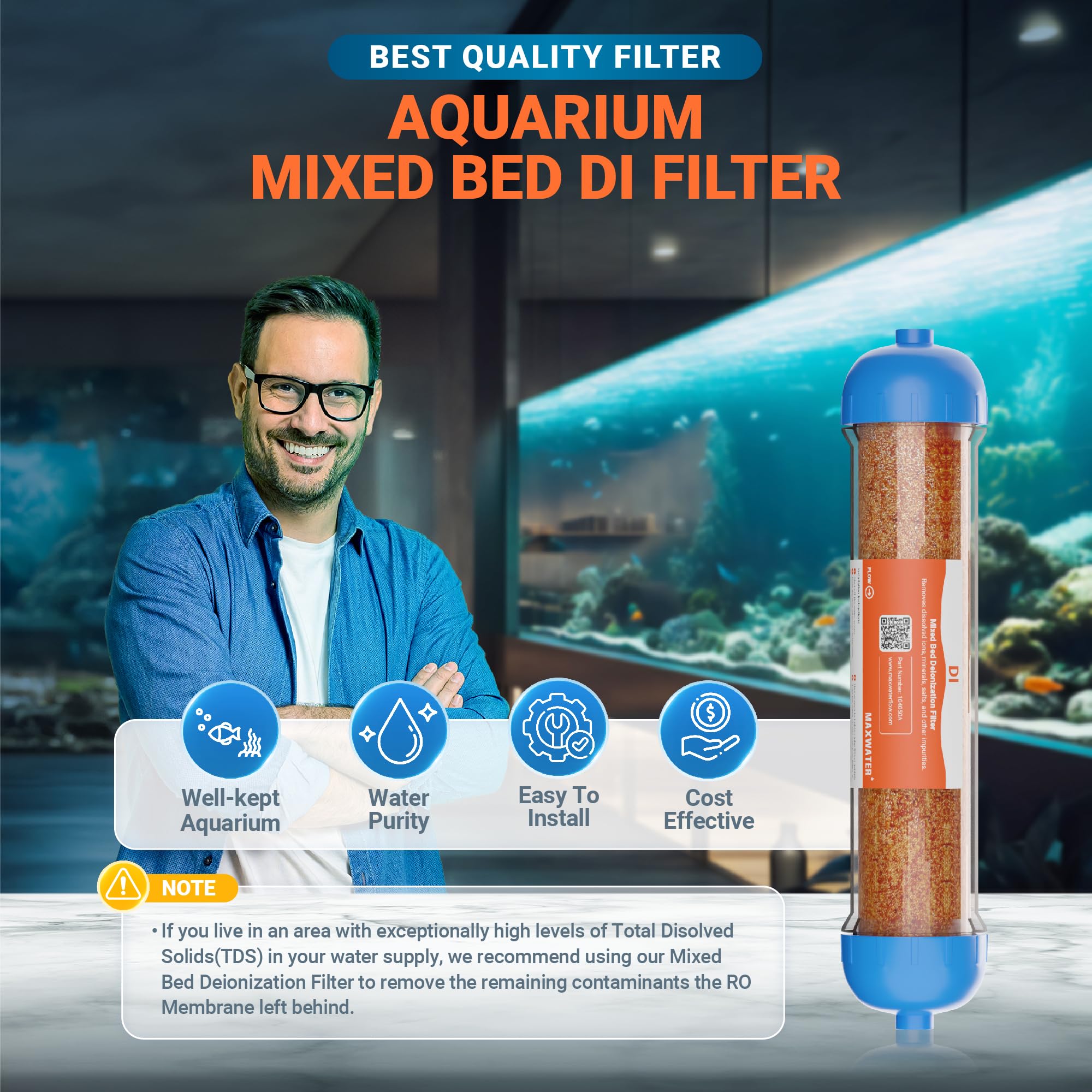 gemischt Bett Ionen-Austausch Aquarium Filter 0 ppm RO. DI nachfüllbar Gehäuse