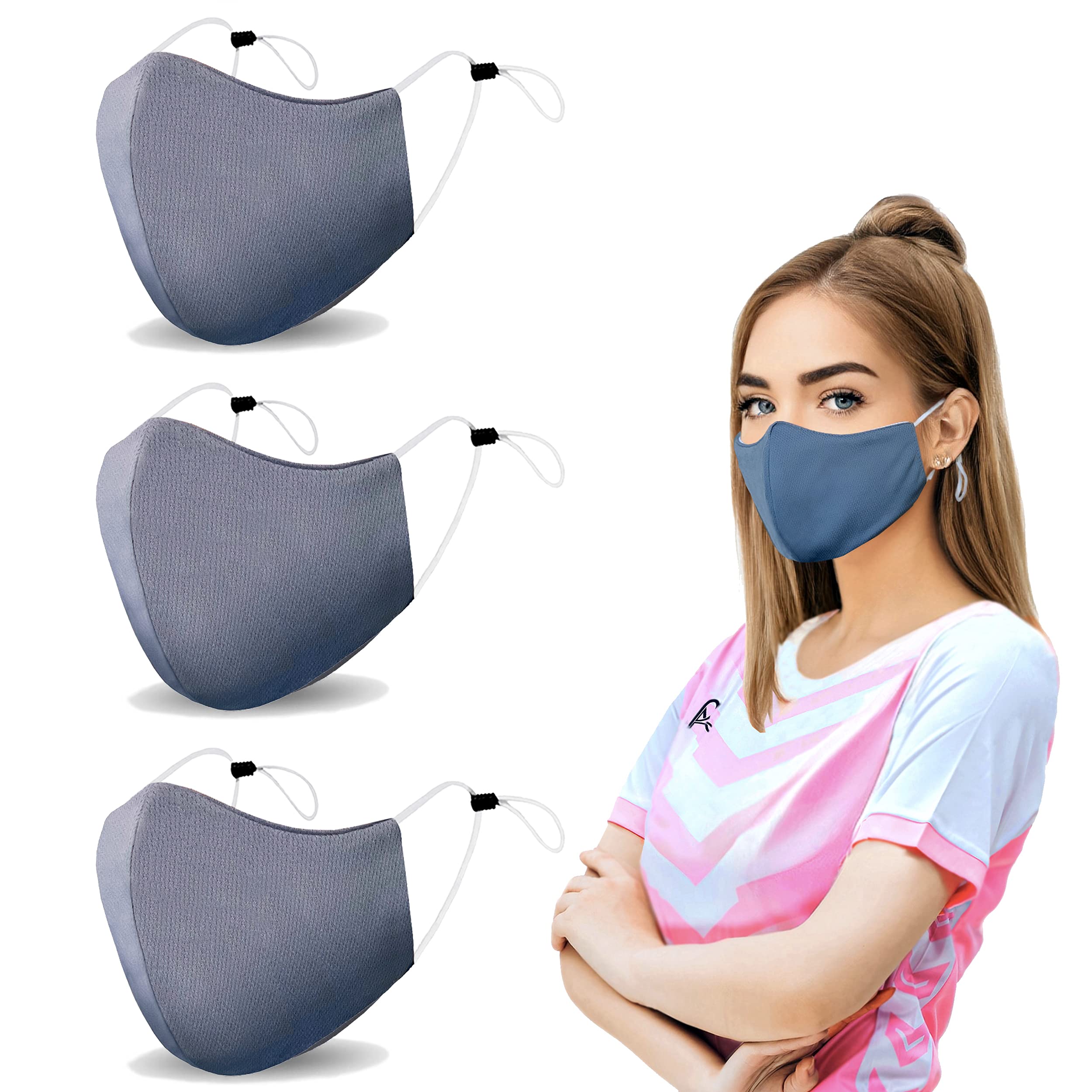 Arcarius Breathable Sports Face Mask – Moisture Wicking Gym & Travel Fit (3-Pack)
