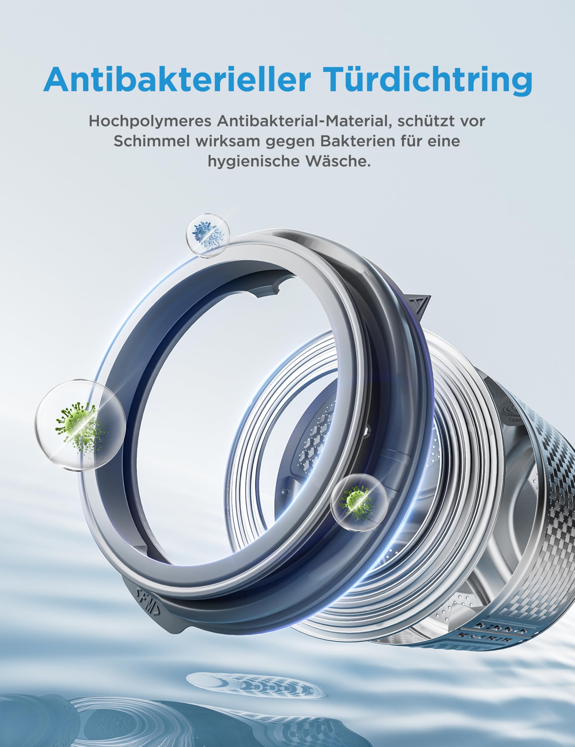 Midea Waschtrockner 8/6 kg EEK A-10% BLDC Inverter Motor weiß MFV3ED80BA10 | Waschen und Trocknen, Woolmark & Sportpflege, 15 Min Schnellwäsche, Steam Wash, Kaltwäsche, 95°C Hygiene, Quick‑Dry