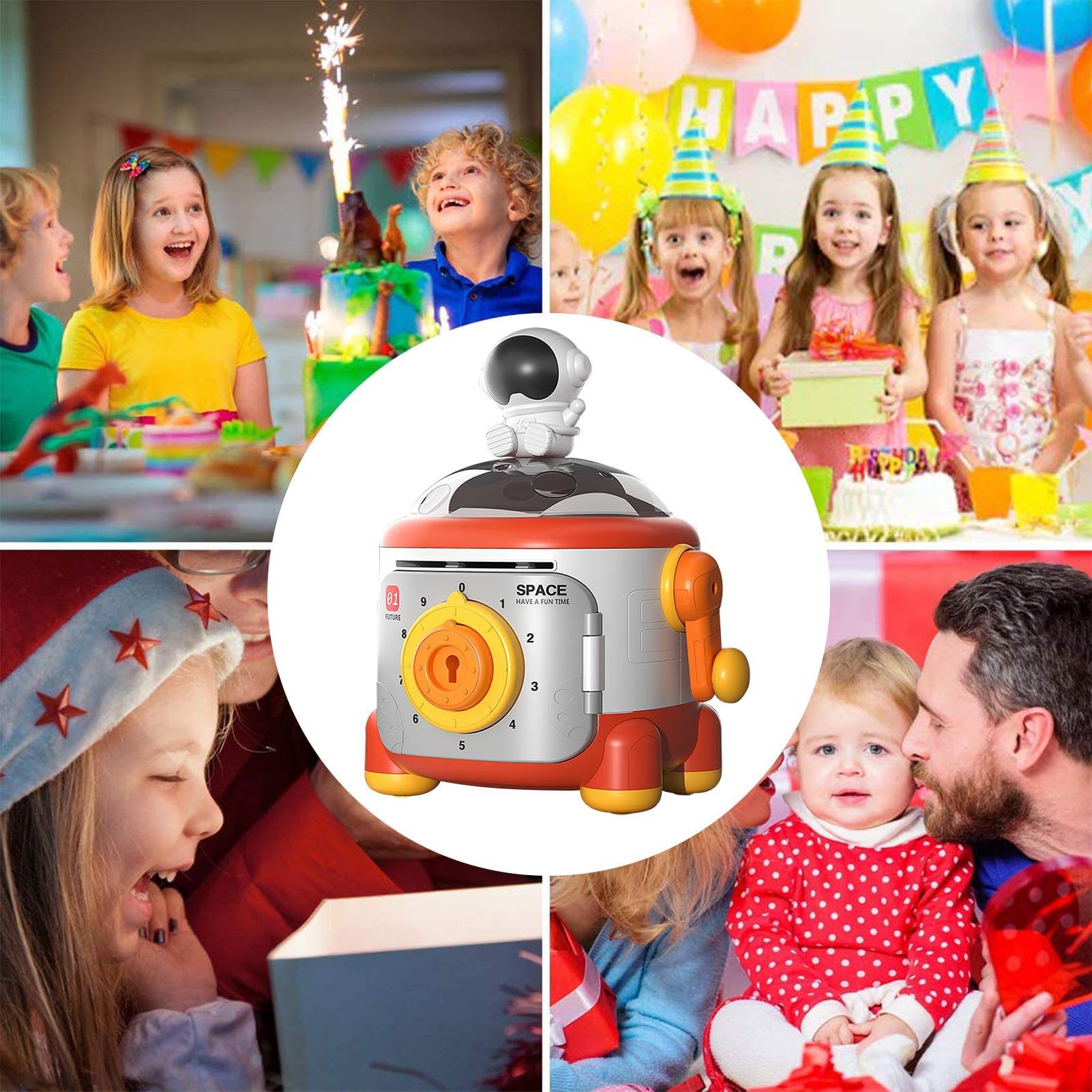 Amazon.co.jp: 手回し貯金箱 キーパスワード保護コインボックス ナイトライトデザイン付き かわいい宇宙飛行士のおもちゃ ギフト  ホームデコレーション コレクション クリスマス 子供用 : おもちゃ