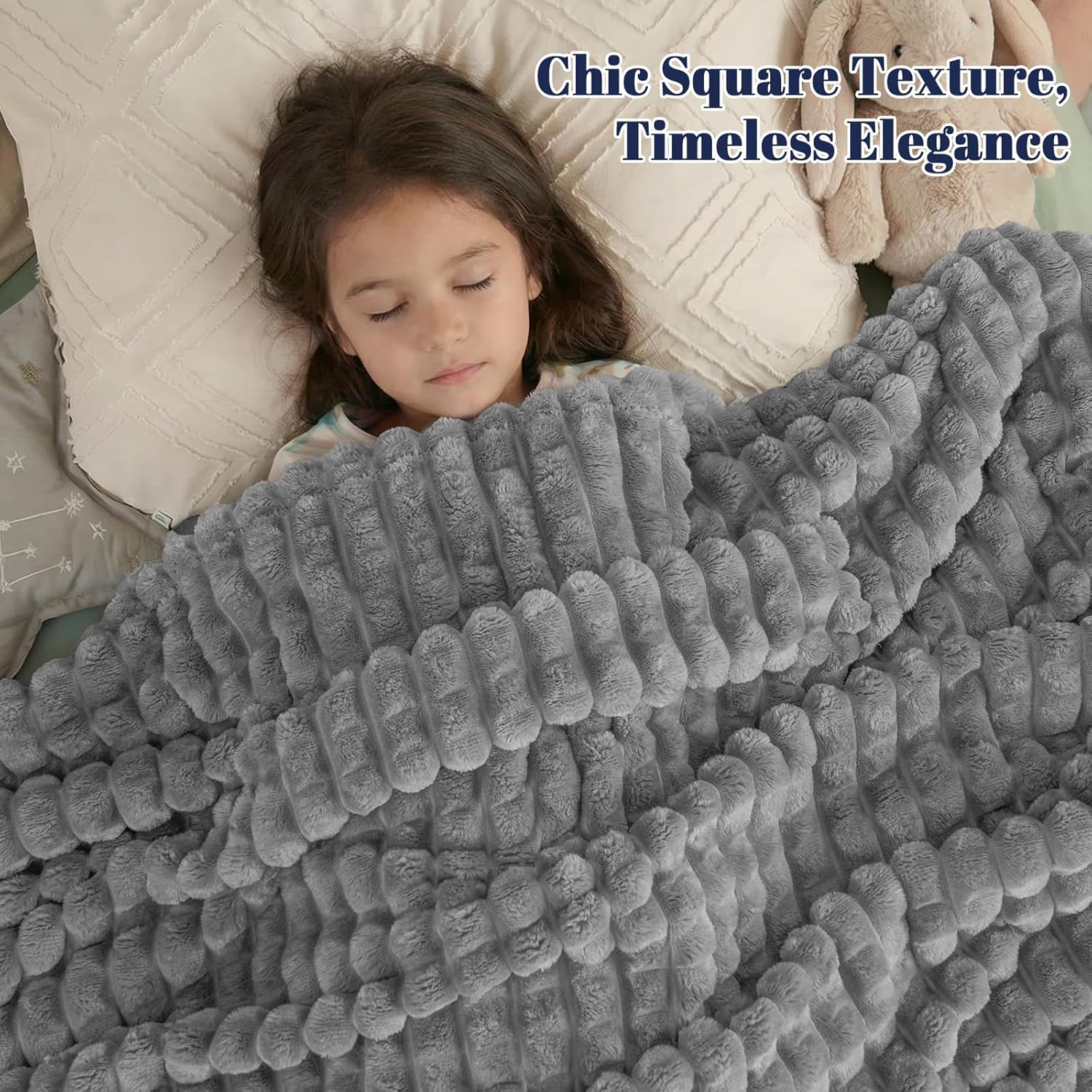 PHF Luxury Soft Fleece Throw XL Blanket, No Shed No Pilling, 380GSM Fluffy Cozy Throw Blankets for Couch Sofa, 50"x70", Lightweight Warm Bedding for Home Decor, Ideal Gift for Women, Sharkskin