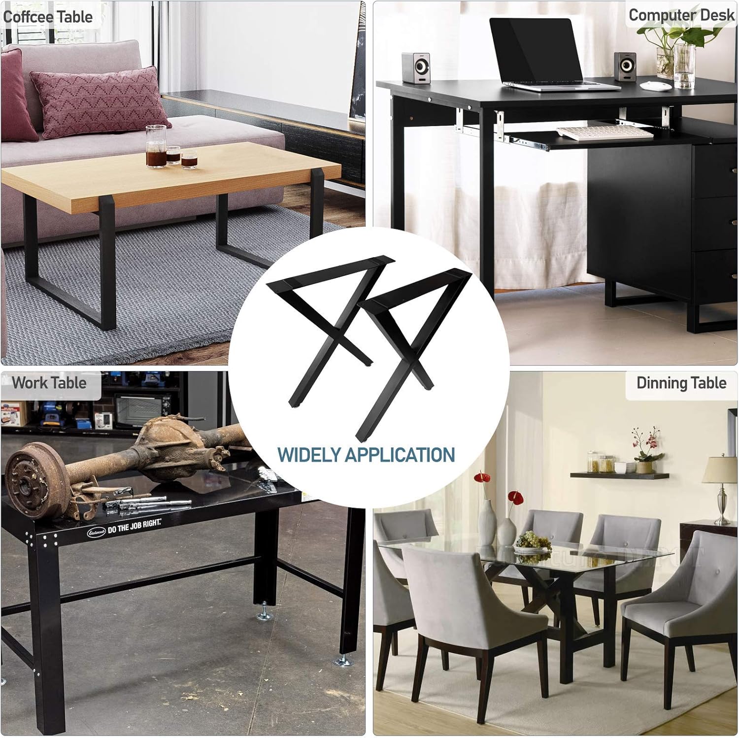 🔥 Flash Sale Karpevta Table Legs Set of 2 Metal Legs 16 X 15 Dining Table Legs Heavy Duty Metal Table Base X-Frame Table Legs Black