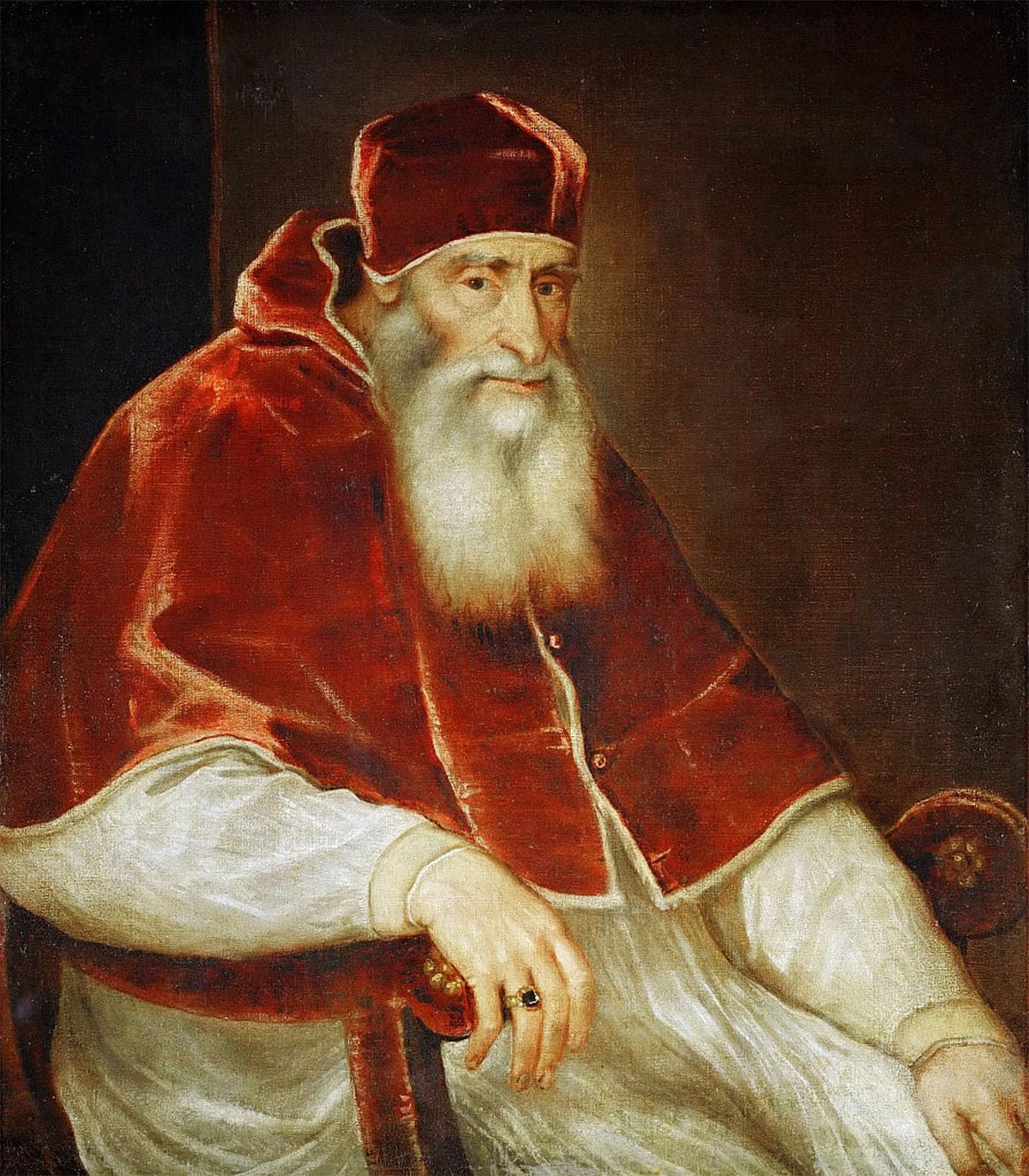 POSTERIIk Vintage Classic Picture Landscape Artwork Portrait of Pope Paul Iii Farnese by Tiziano Vecelli Portrait Canvas Painting for Office Home Decor 60x90cm