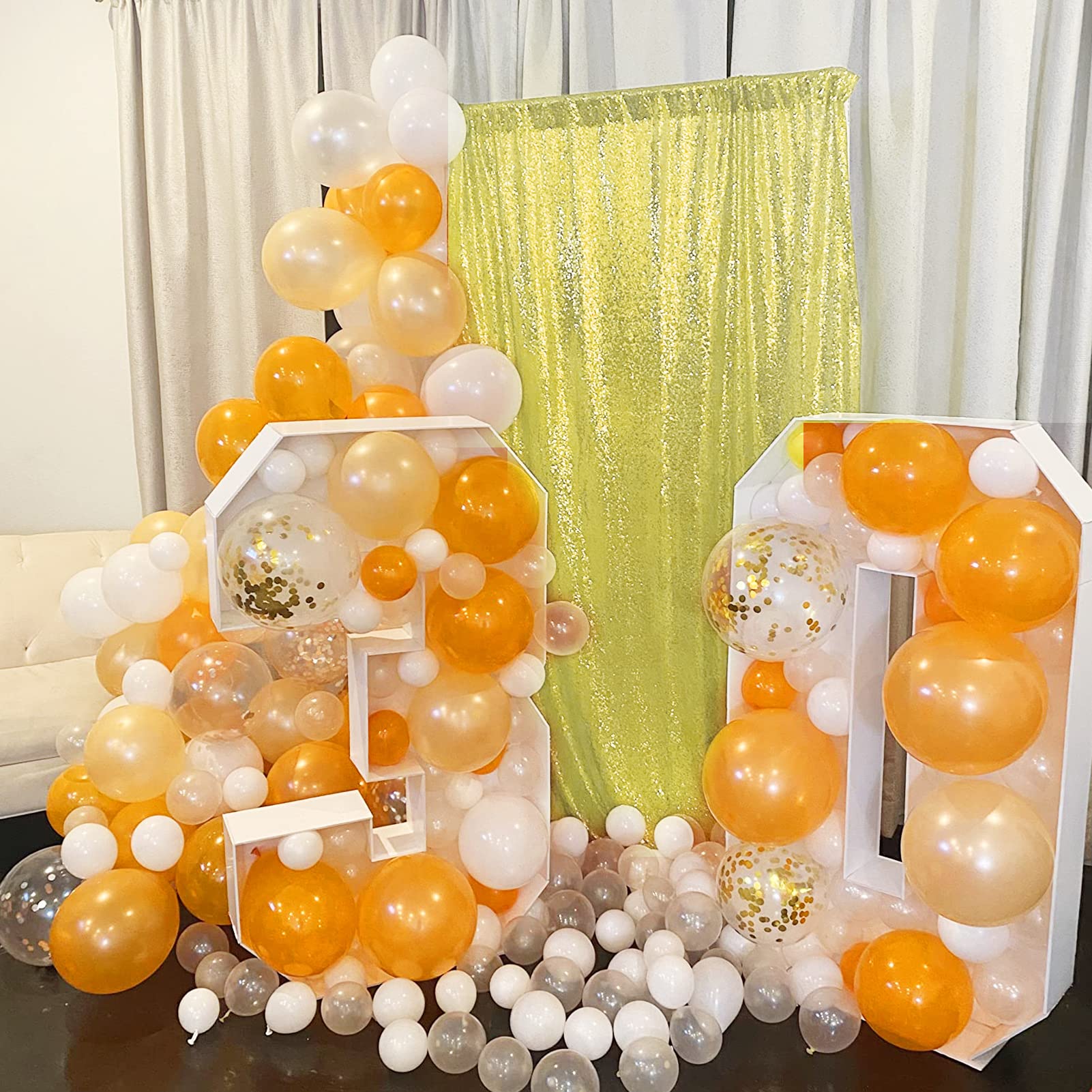 Fondale con paillettes color oro chiaro, 2 pannelli con sfondo luccicante, per feste di compleanno o matrimoni