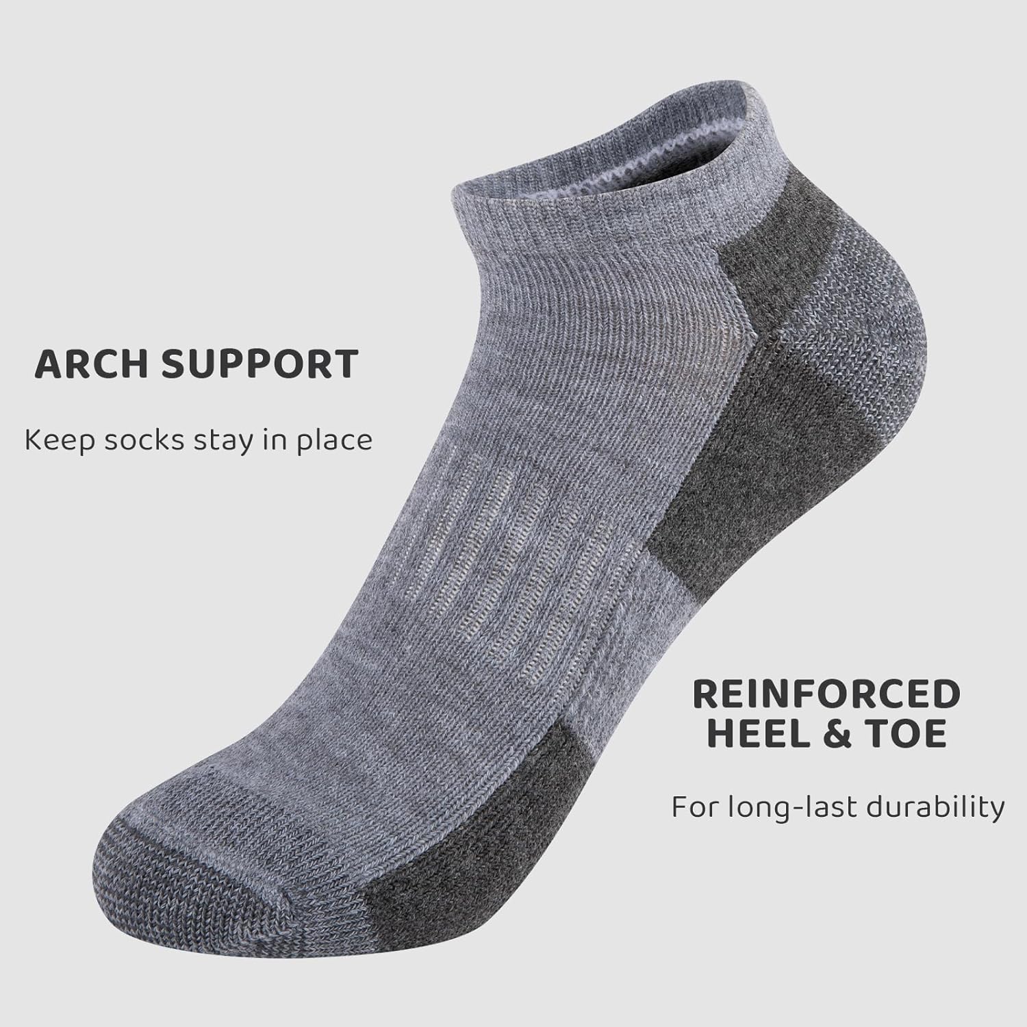 Comfoex 12 Pairs Boys Ankle Cushioned Socks Athletic Low Cut Sports Breathable Socks For Kids 4-6 6-8 8-10 10-12 Years Old - Image 4