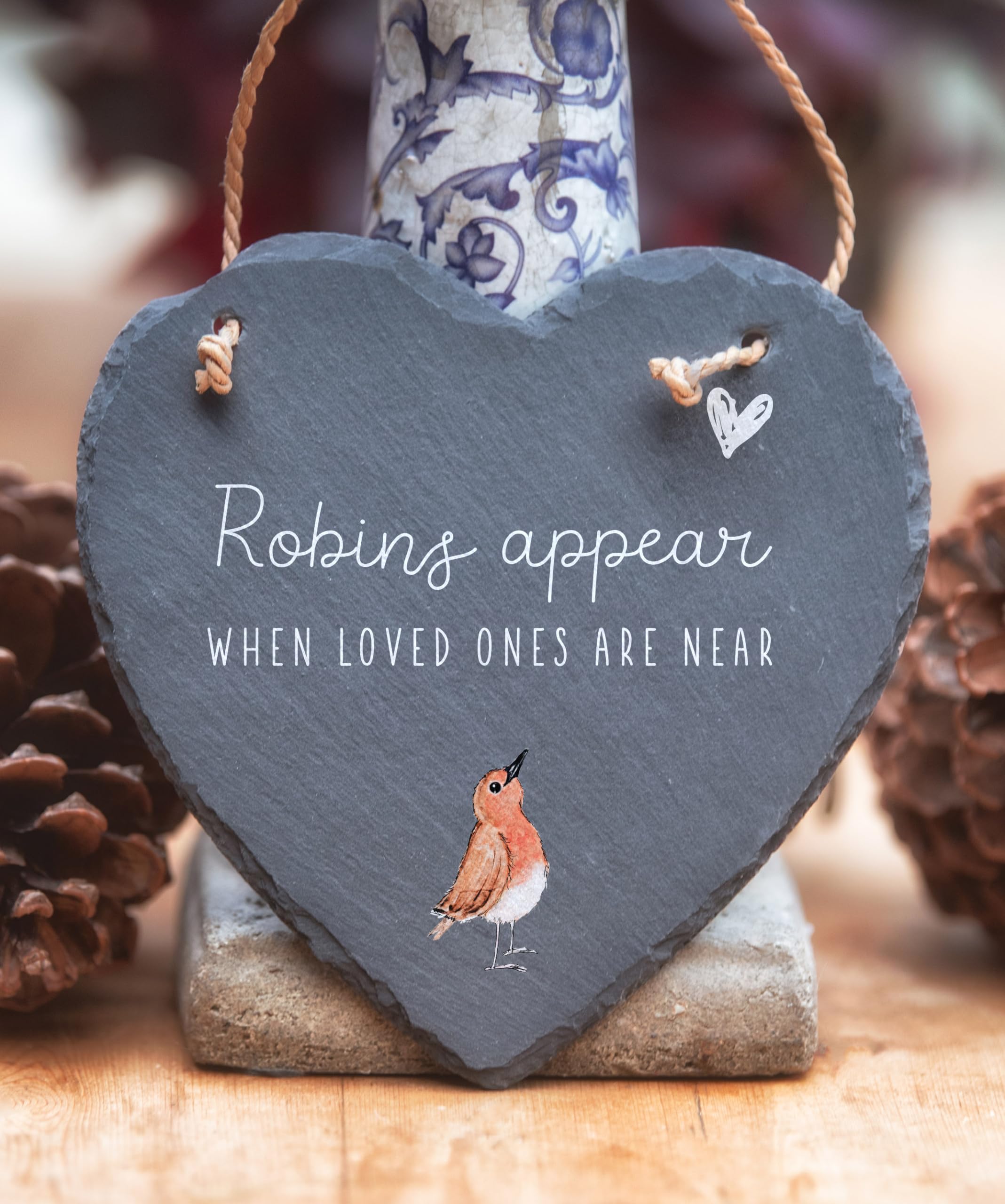 Image Industry Robins Appear When Loved Ones Appear Slate Heart - Hanging Slate - Memorial Gift - Robin Lovers