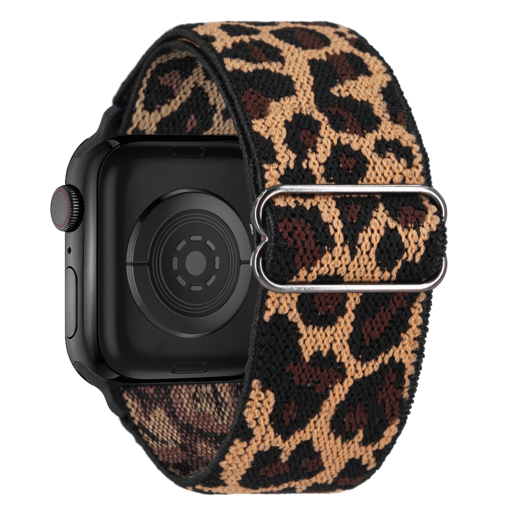 Stretchy Nylon Band Compatible with Apple Watch Band 38mm 40mm 41mm 42mm 44mm 45mm 46mm 49mm Women men,Adjustable Stretchy leopard Bands for iWatch