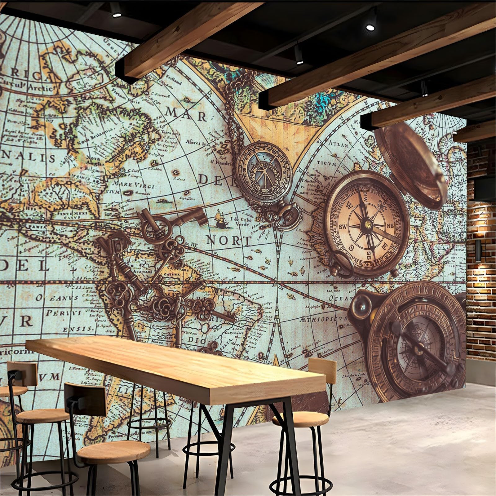 Fototapeta 3D mapa świata w epoce 350 x 256 cm tapeta sypialnia nowoczesna fototapeta fototapeta gigantyczny plakat moda dekoracja ścienna