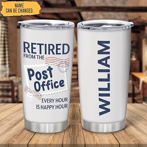 Miniatura 9 de Hyturtle Vaso de acero inoxidable personalizado de 20 onzas, trabajadores postales, paquetes de entrega, hombre de correo para mujer, Navidad,