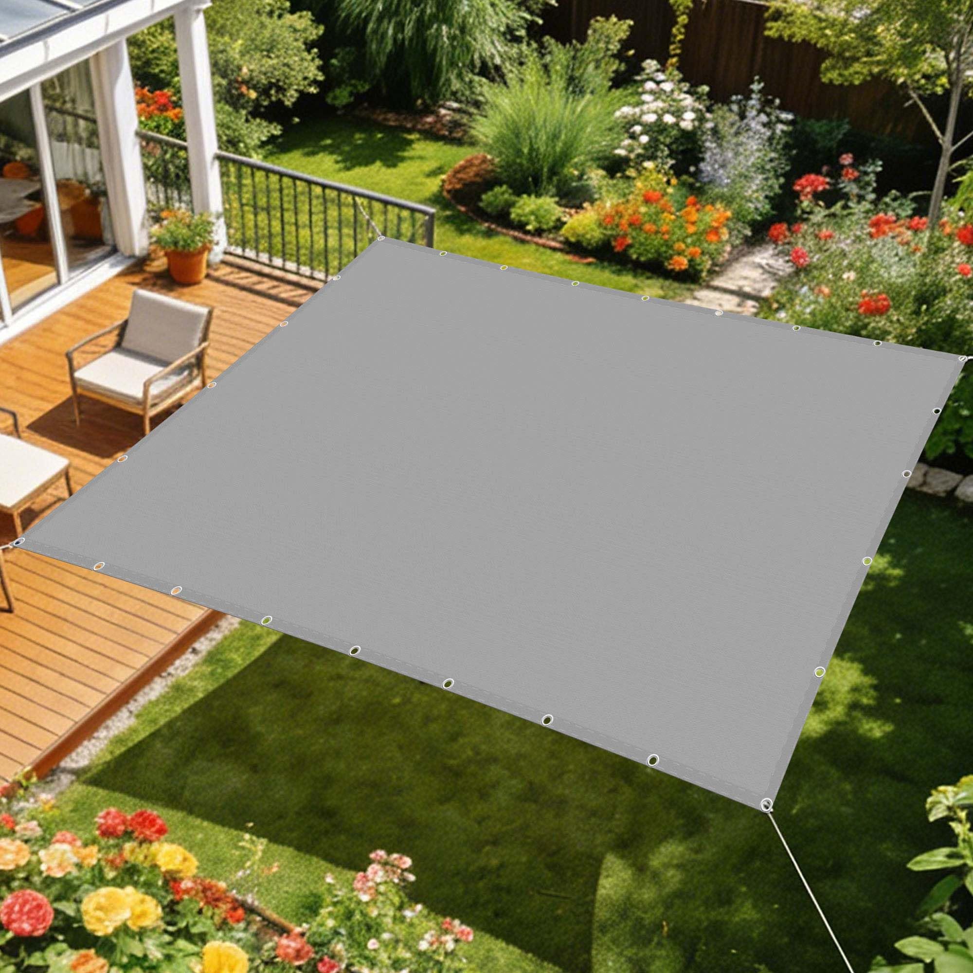 Voile d'ombrage rectangulaire imperméable gris clair anti-UV pour extérieur