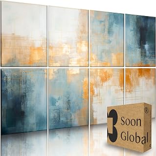 SoonGlobal 8-Pack Teal Aura Acoustic Wall Panels 48x32in - Decorative Sound Absorbing Art Panels for Studios & Home Theaters