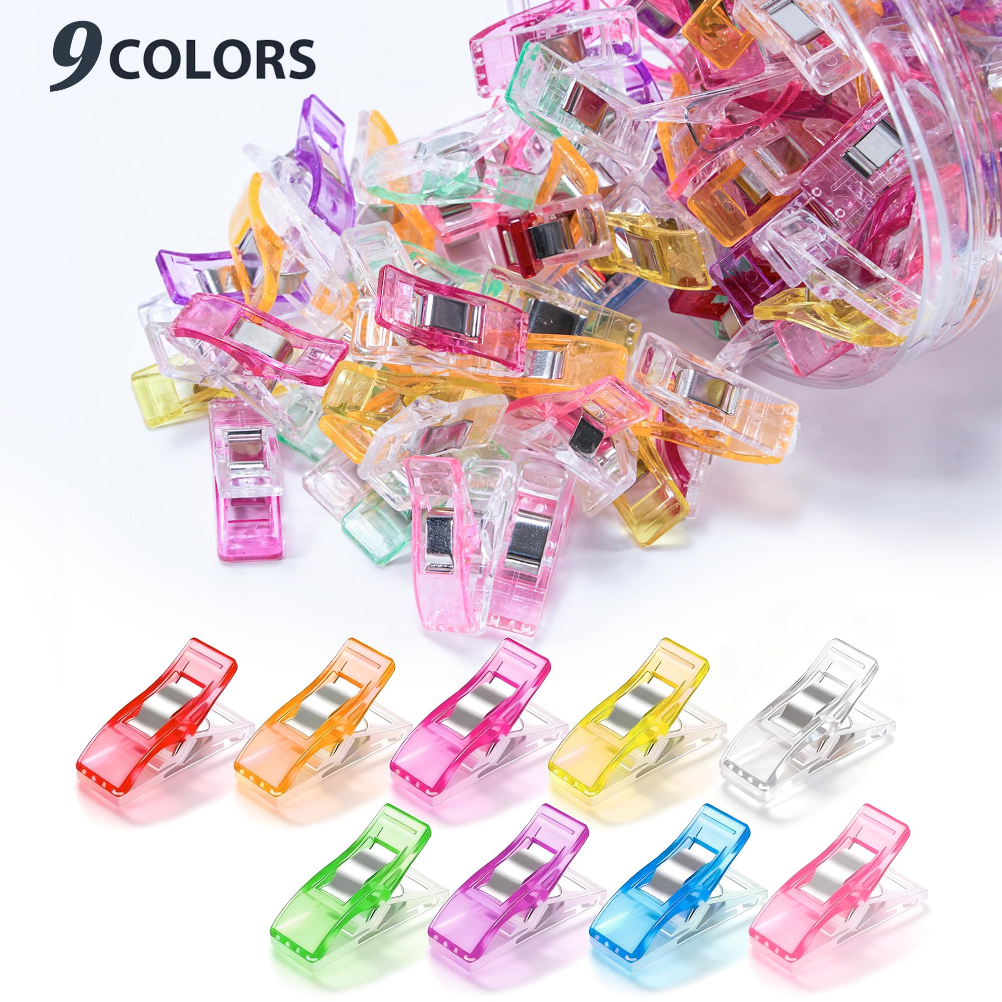 Clip da Cucito 100 Pezzi, Mollette da Cucito Fai Da Te, Clip per Quilting Multiuso Acciaio e Plastica