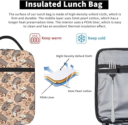 Miniatura 5 de SWEET TANG Bolsa de almuerzo aislada Befuddled Possums Fiambrera Fiambrera Cremallera Bolsa suave duradera Bolsa de almuerzo reutilizable para el