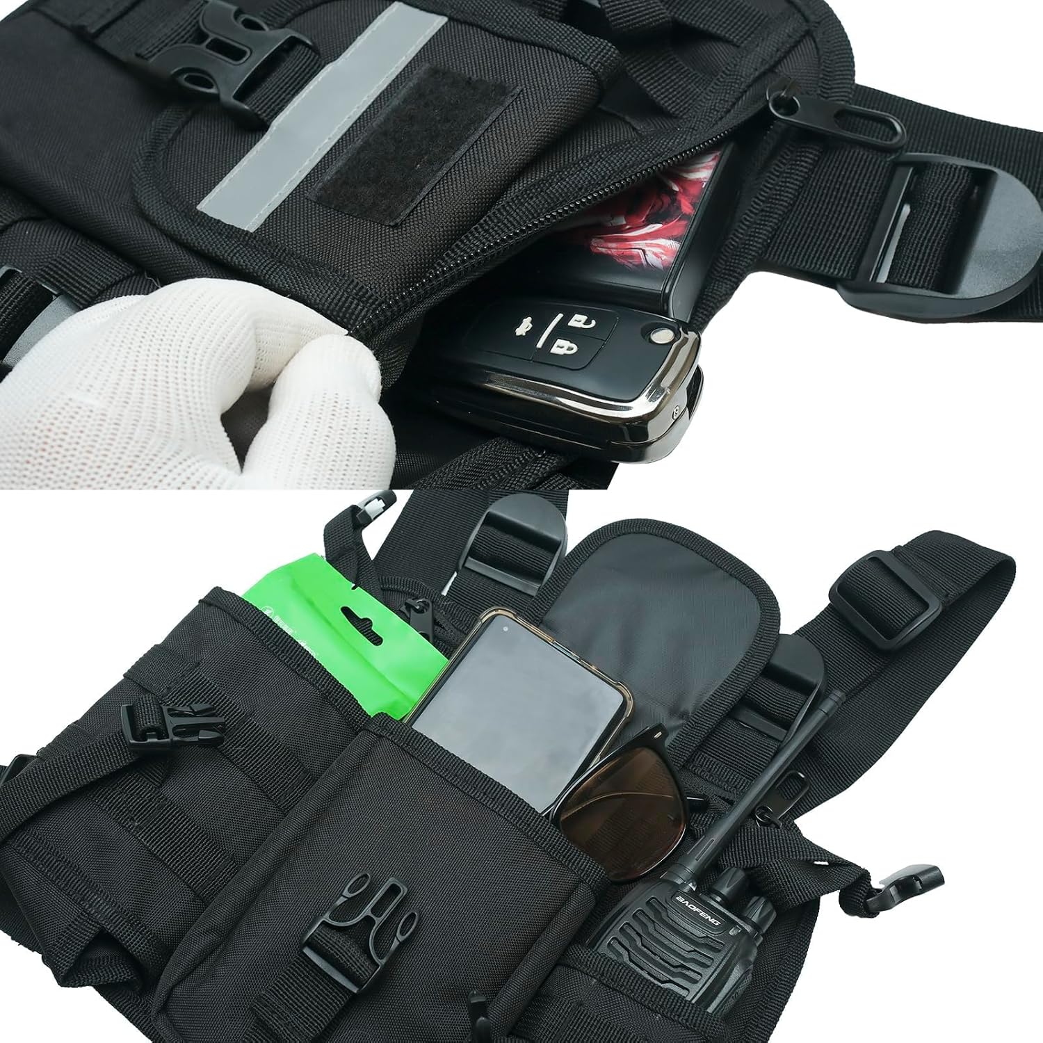 Radio Chest Bag Walkie Talkie Chest Front Pack Chest Rig with Radio Pouch for Baofeng Kenwood Arcshell Motorola Two Way Radio - Image 5