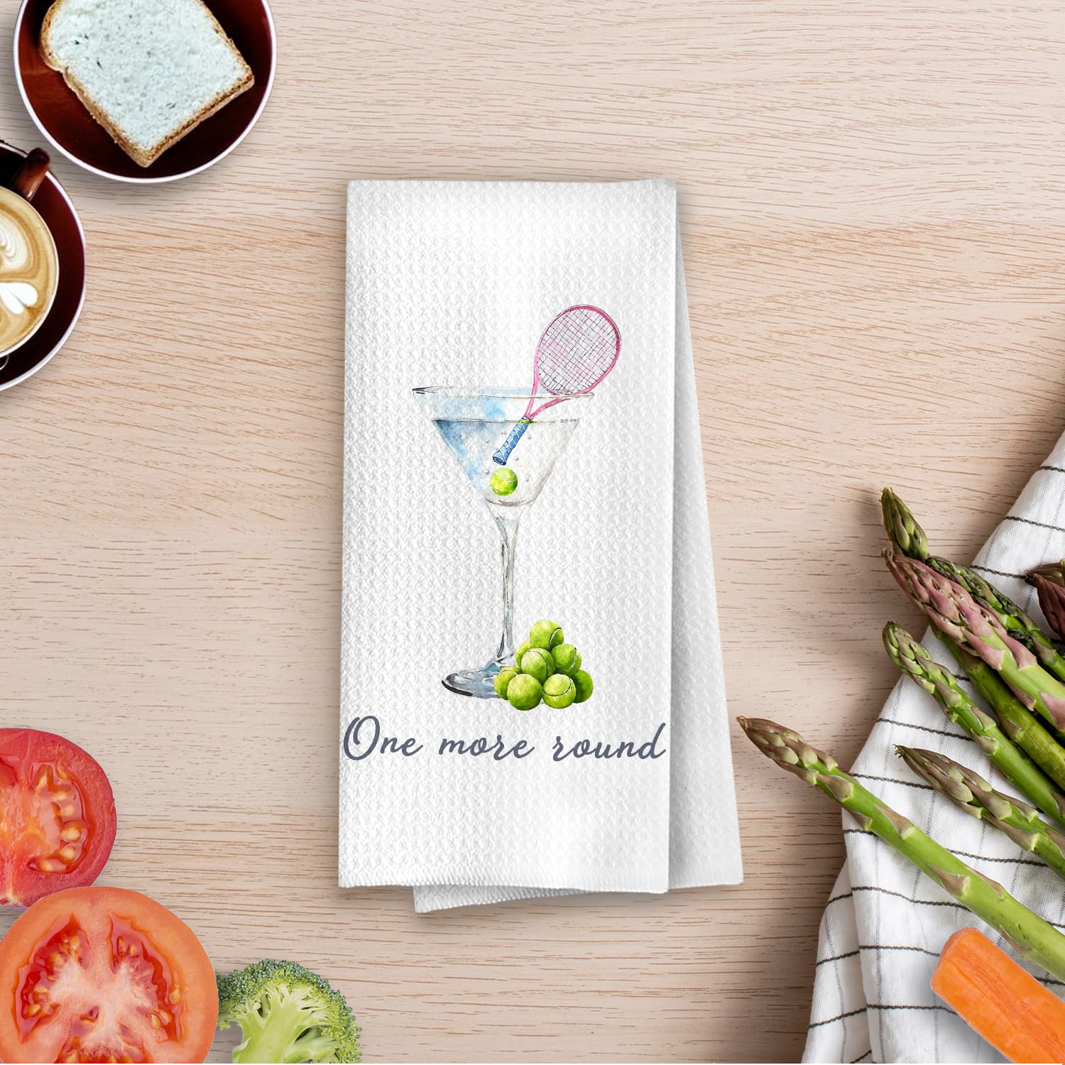 Tennis Martini Kitchen Towels - Tennis Gifts Decorative Waffle Weave Dish Towels, Martini Party Hand Tea Towel, 16x24 Inch