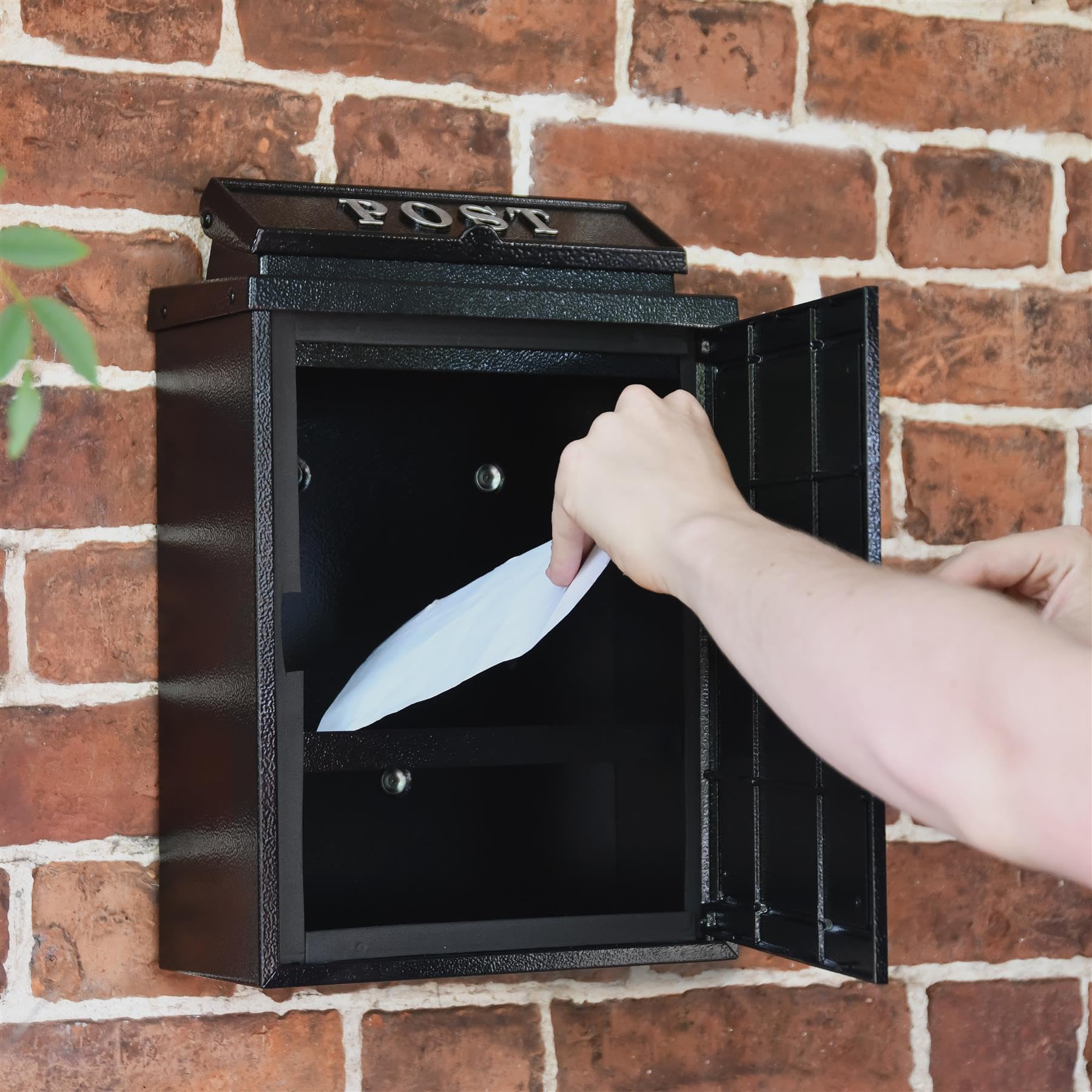 Black "Oxford" Wall Mounted Post Box with Silver Text - Image 4