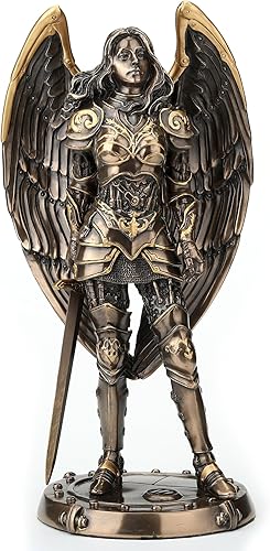 Veronese Design Figura coleccionable de 9 5/8 pulgadas de alto, caballero angelical, escultura de resina bronceada fundida en frío, estatuilla