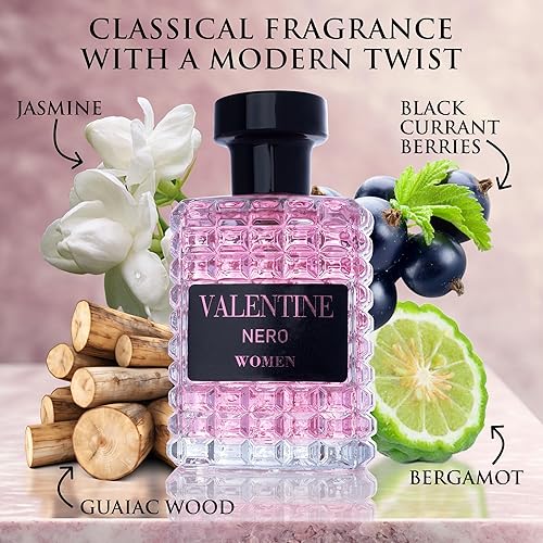 Miniatura 2 de Valentine Nero - Eau de Parfum para mujer, aroma floral ámbar, jazmín floral, vainilla bourbon y bosque, fragancia floral oriental con un toque