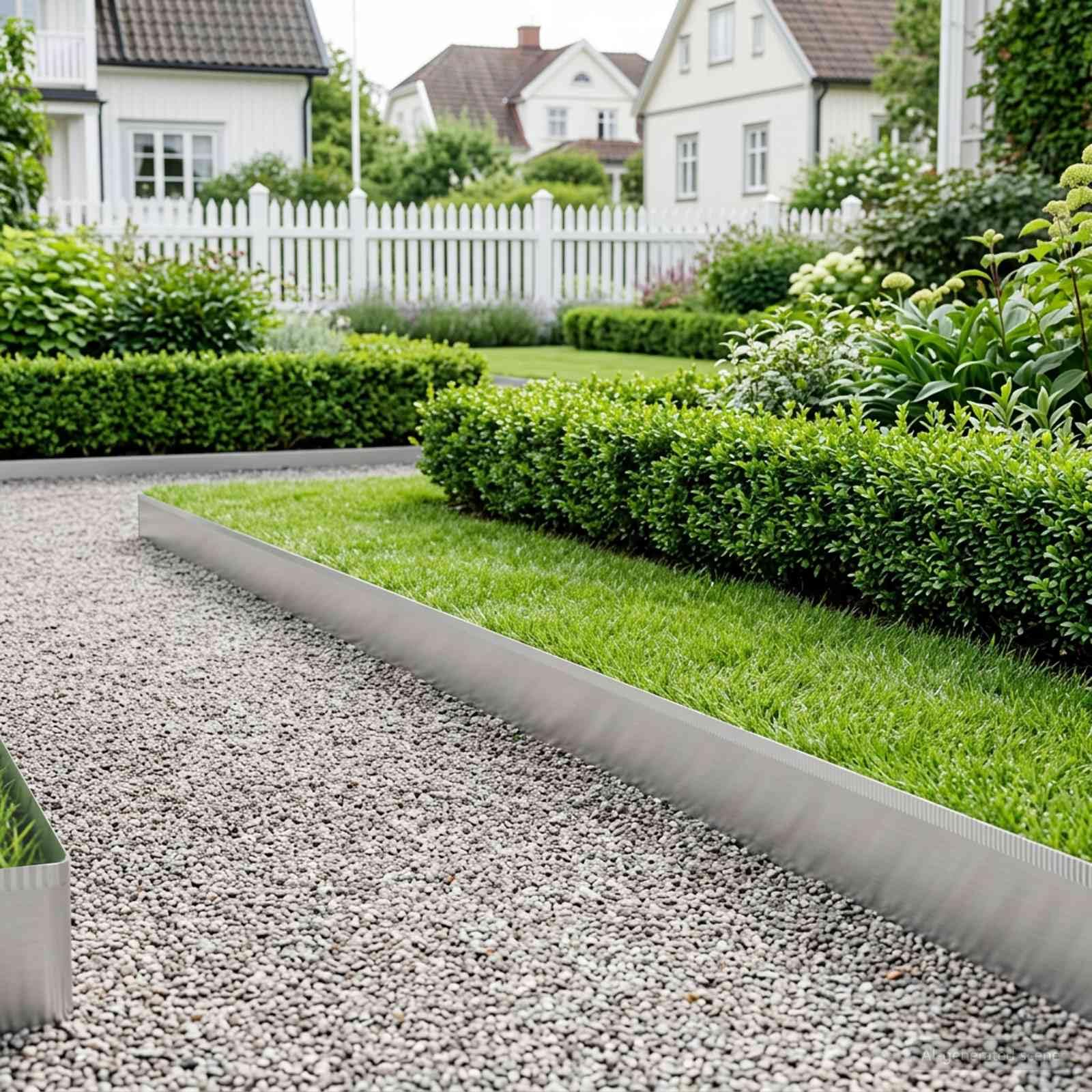 Bordure de pelouse en acier galvanisé argenté 5 m x 25 cm