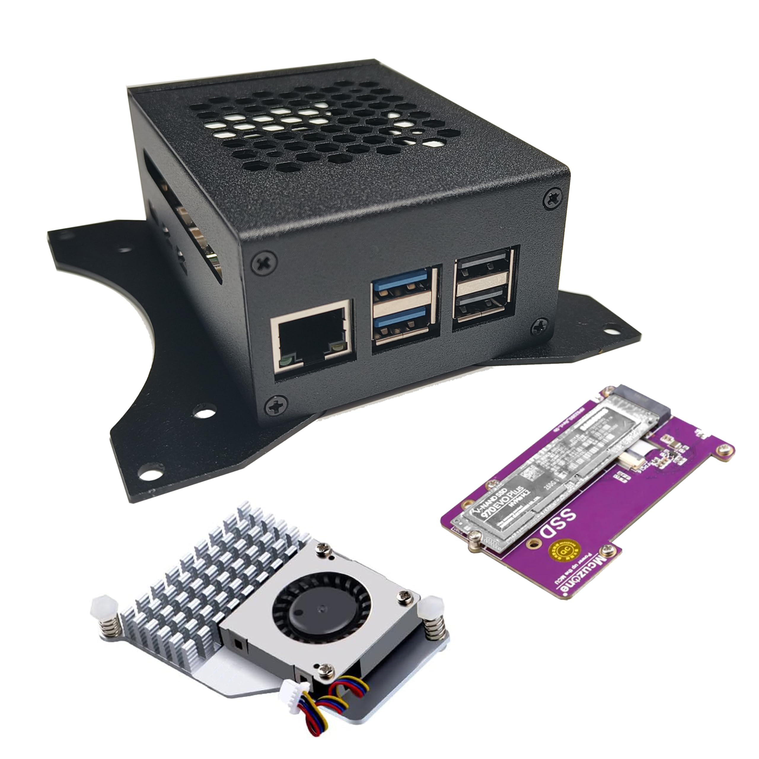 Digitalkey Custodia Big per Raspberry Pi 5 con Supporti VESA Rimovibili e Active Cooler + Shield PCIe M.2 NVMe SSD