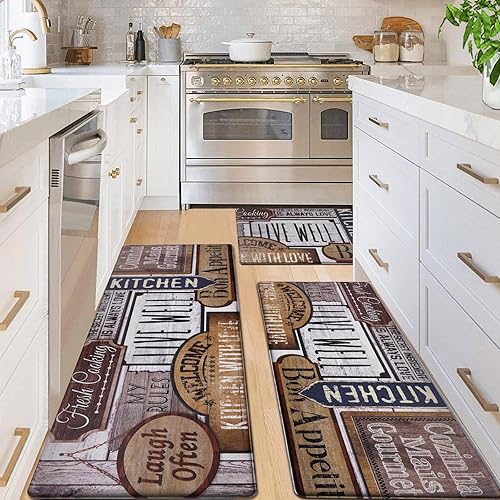 Miniatura 4 de ASPMIZ Farmhouse Kitchen Rugs Juego de 3 alfombras antideslizantes personalizadas para el suelo de la cocina, lavables, impermeables, alfombra de