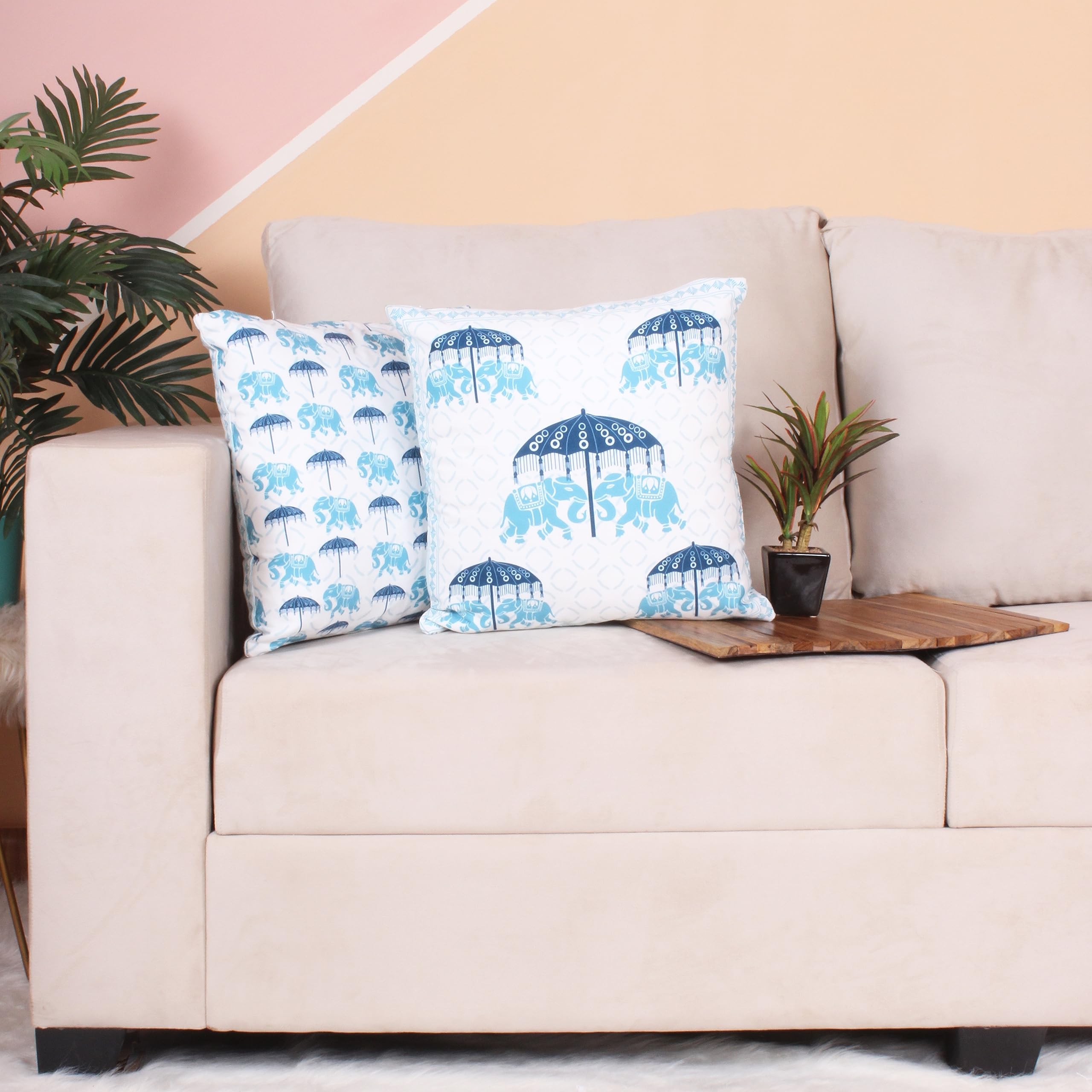 STITCHNEST Both Side Block Print Royal Touch Blue Cushion Cover Set of 2 (12 x 12 Inches - Car Cushion Cover) (B0C36TL76G) Amazon Price History, Amazon Price Tracker