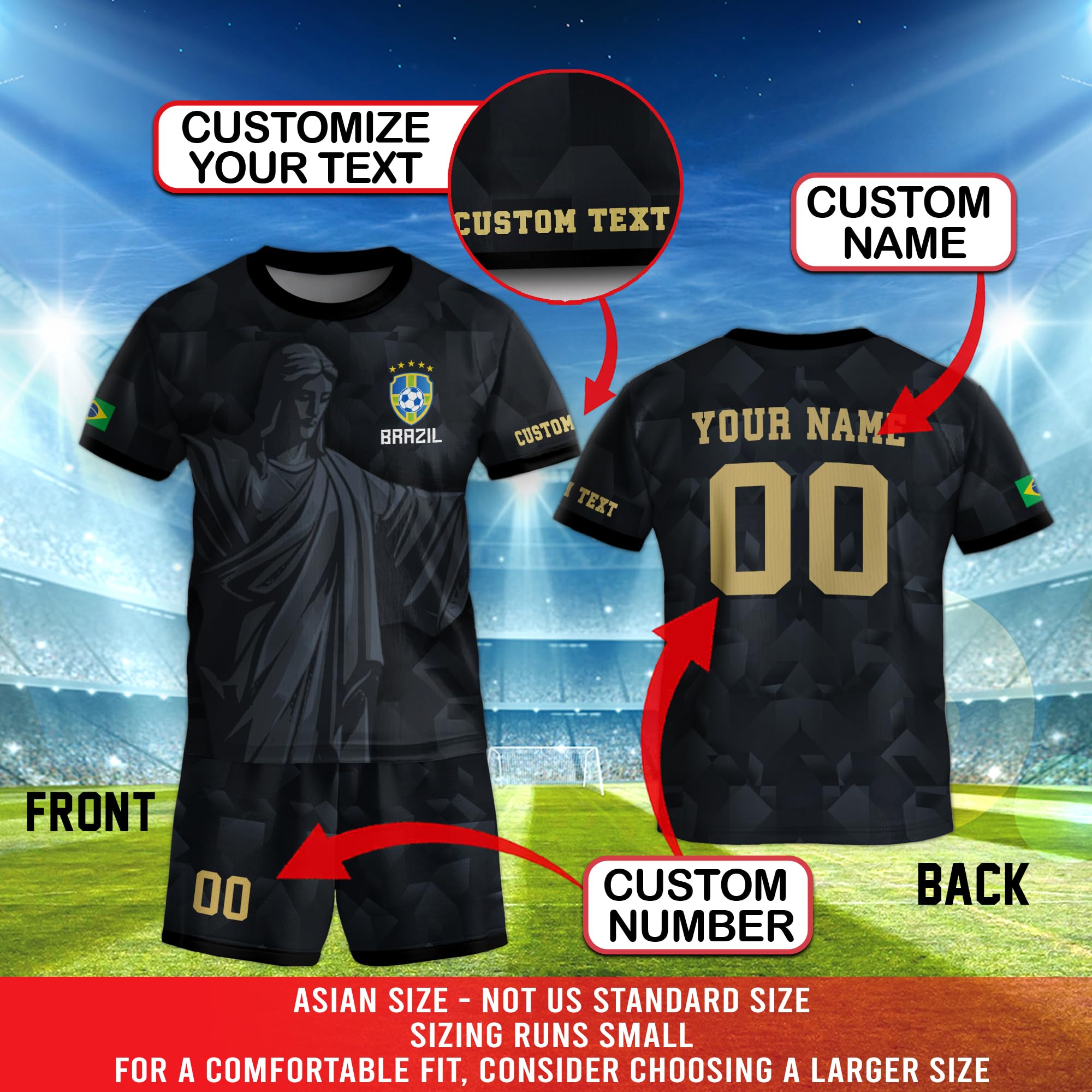Customized Brazil Soccer Jersey for Kids, Custom Brazilian Soccer Jerseys Boys Girls Youth, Brasil Soccer Jersey for Men 4