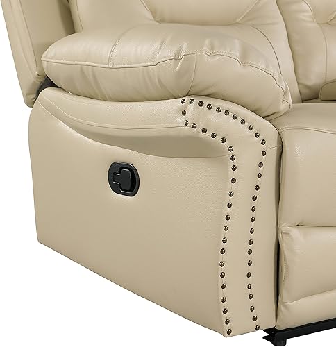 Miniatura 26 de Blackjack Furniture Andrews - Sofá reclinable de cuero tapizado con cabeza de clavos tradicional tapizada con tapizado y ribeteado, sofá biplaza de