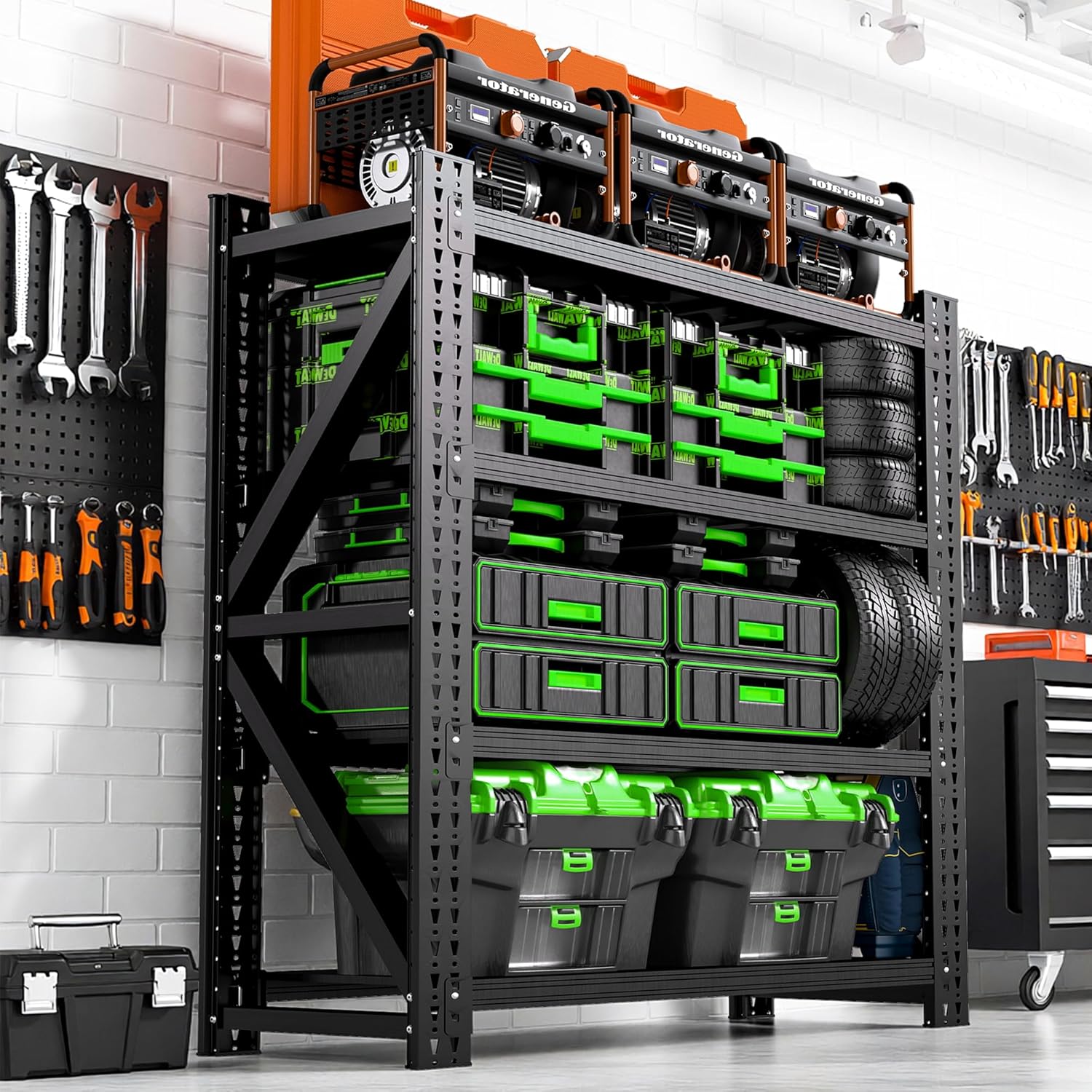 Heavy Duty Garage Storage Shelves 4000LBS Capacity, Metal Shelving Unit, 4-Tier Adjustable Industrial Rack for Warehouse Basement Shop, 47.3" W x 24" D x 69" H