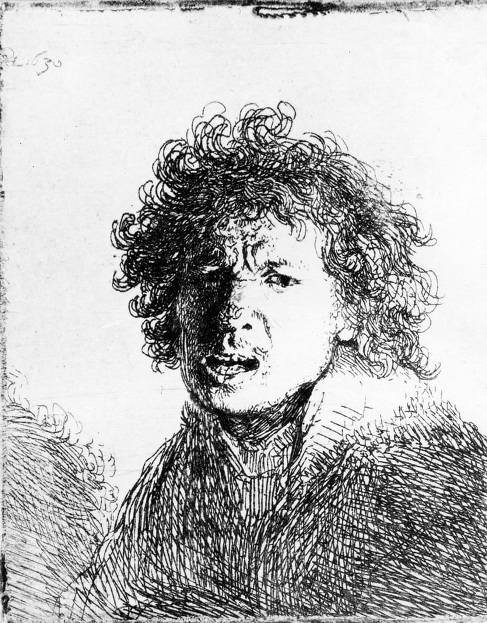 Tableaux Rembrandt poster autoportrait art mural toile 60x90cm - 2