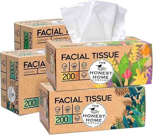 Honest Home 2 Ply Facial Tissue Paper Box | 800 Pulls | 200 Pulls x 4 boxes | Soft And Highly Absorbent | 100% Natural Vir...
