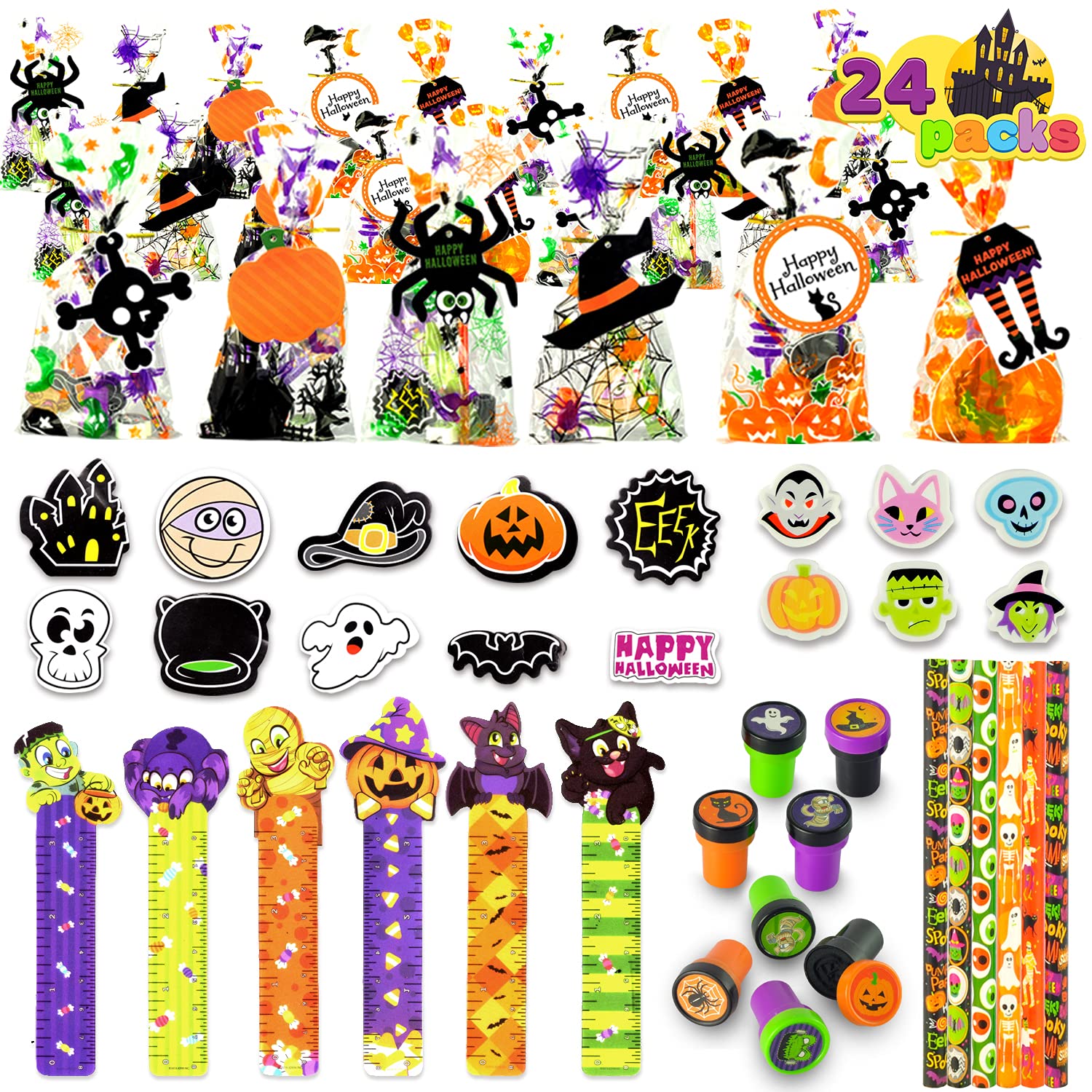 Buy 24 Pack Halloween Prefilled Goody Bags with Halloween Party Favors