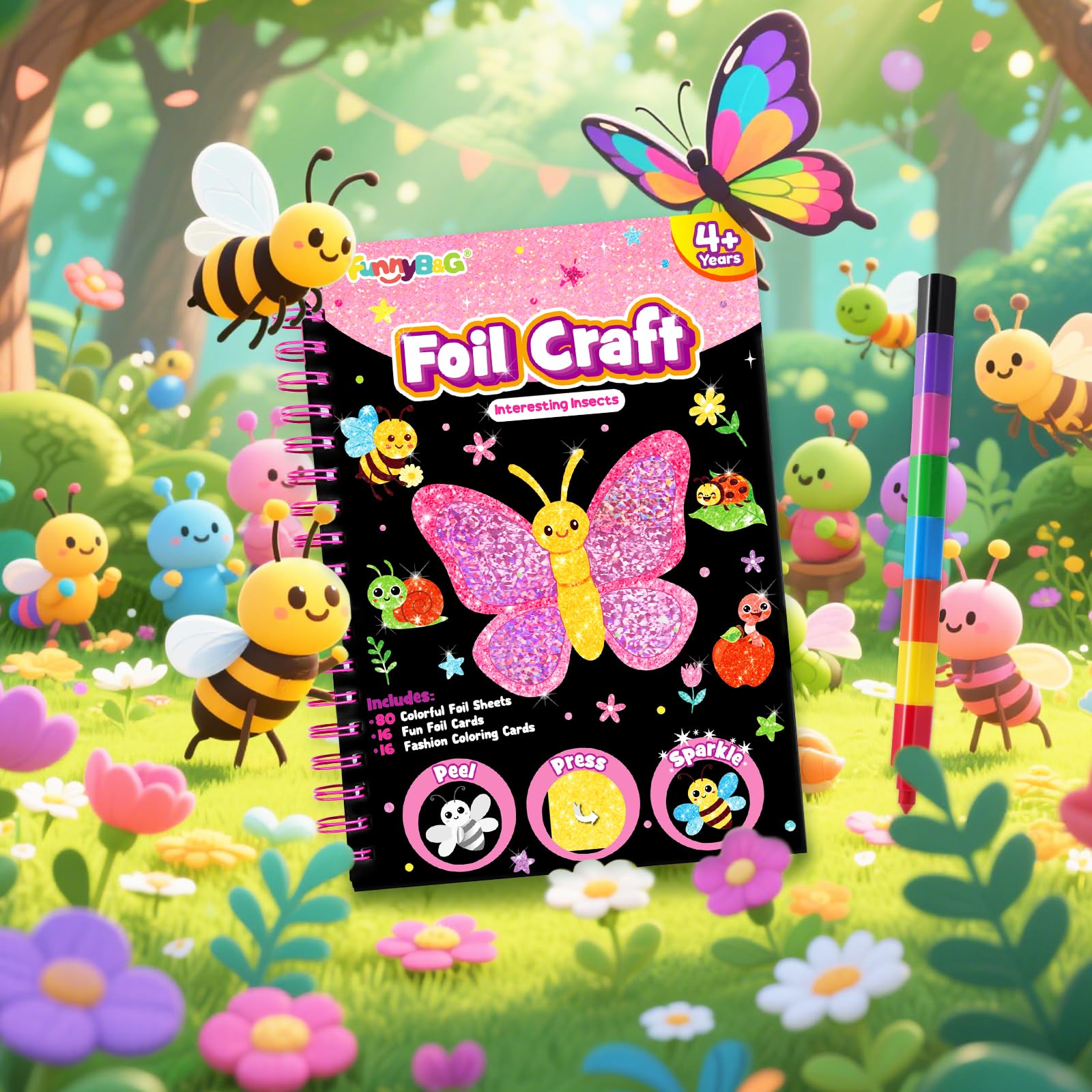 FUNNYB&G Art du foil Activités Manuelles pour Enfants- Creatif Jouet de Voyage DIY Activité Manuelle - Kit Bricolage Enfant, Idée Cadeau Fille de 4 5 6 7 8 9 (Océan