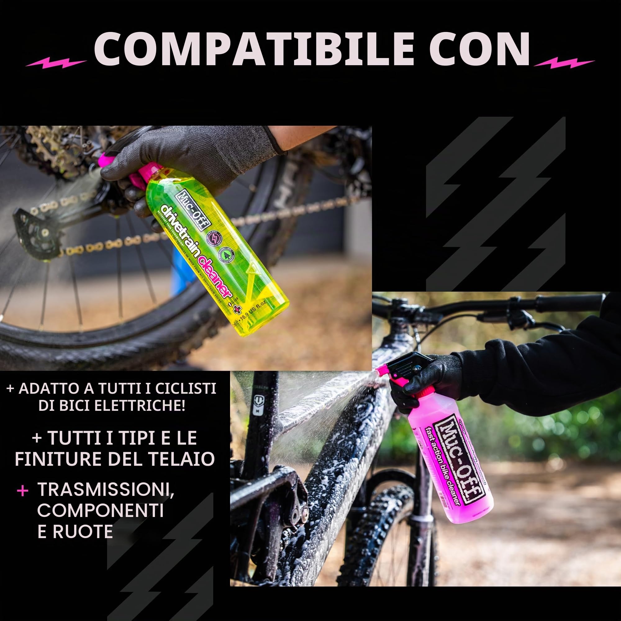 Muc-Off eBike Kit di Pulizia Ultimo - Kit Indispensabile per Pulire, Proteggere e Lubrificare la Tua e-Bike - Include Detergente per Bici, Detergente per Trasmissione, Spazzole e Altro