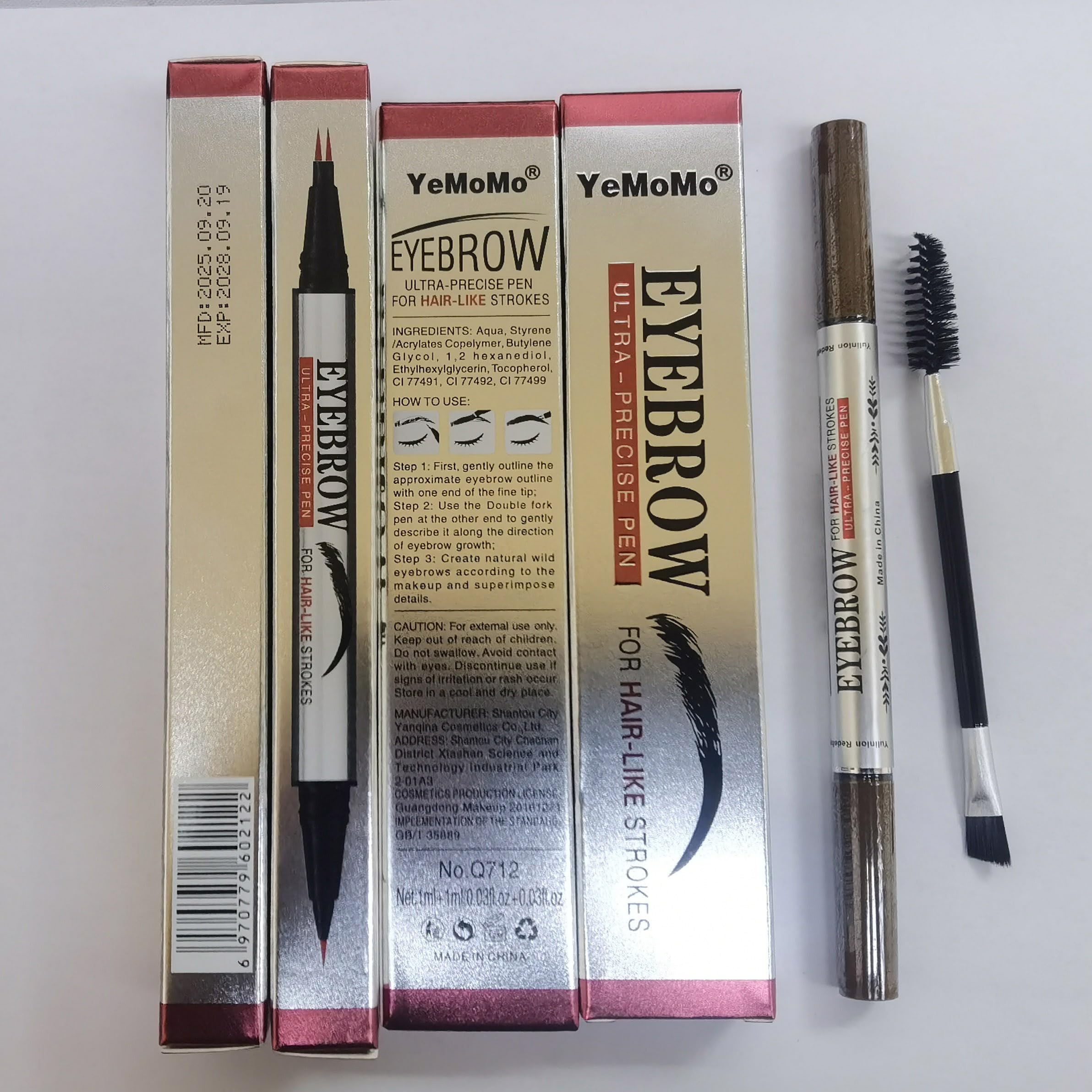 Dual-Tip Augenbrauenstift, 2-in-1 wasserdichter Augenbrauenliner mit ultrafeiner Gabel und Präzisionsspitze, 5 natürliche Farbtöne von Hellbraun bis Schwarz (3#Dunkelbraun)