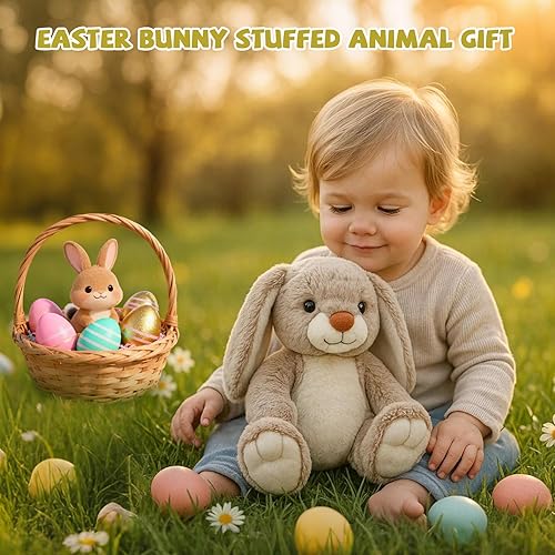 Miniatura 5 de Peluche de conejito de peluche, lindo conejo de peluche suave para niños, perfecto baby shower, cumpleaños, Navidad, Pascua, historia, regalo de Big