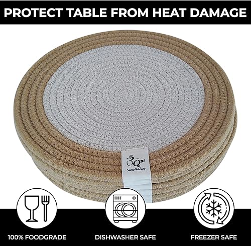 Miniatura 3 de Salvamanteles para platos calientes, almohadillas calientes de 11.5 pulgadas, 6 piezas, 1 cesta y 1 tapa que se convierte en otra canasta,