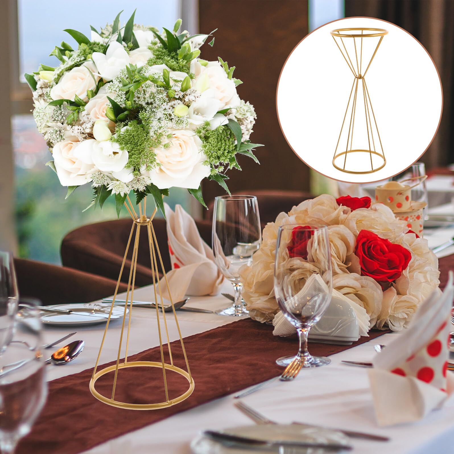 SHINEOFI Centrotavola Matrimonio in Metallo Vaso Cavo Decorativo Portafiori Delicato per Composizioni Floreali e Decorazioni Casa Eventi Cerimonie