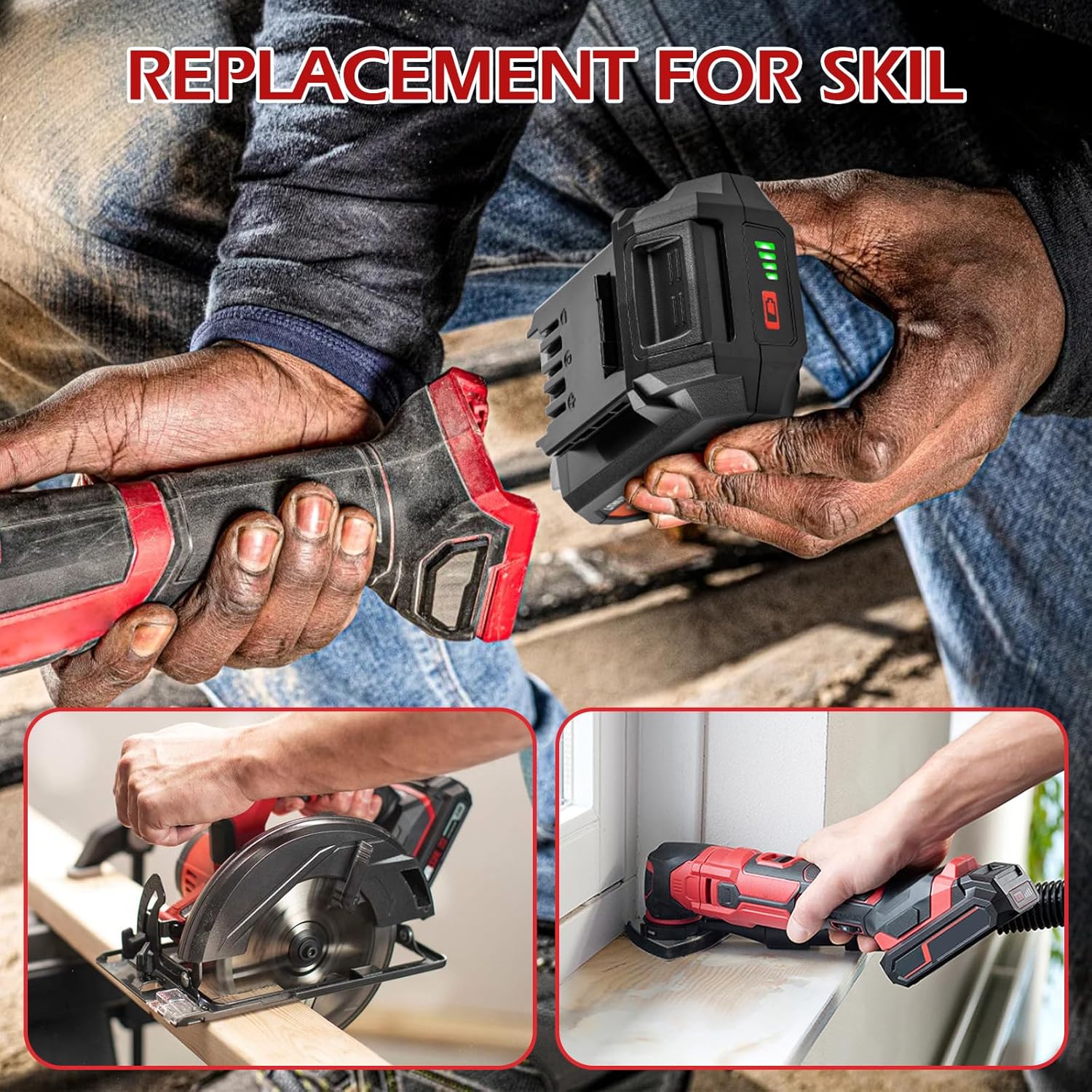 2Packs 3.5Ah Lithium Battery for Skil PWRCORE 20V Battery BY519601 BY519603 BY519702 Compatible with Skil 20V Battery - Image 7