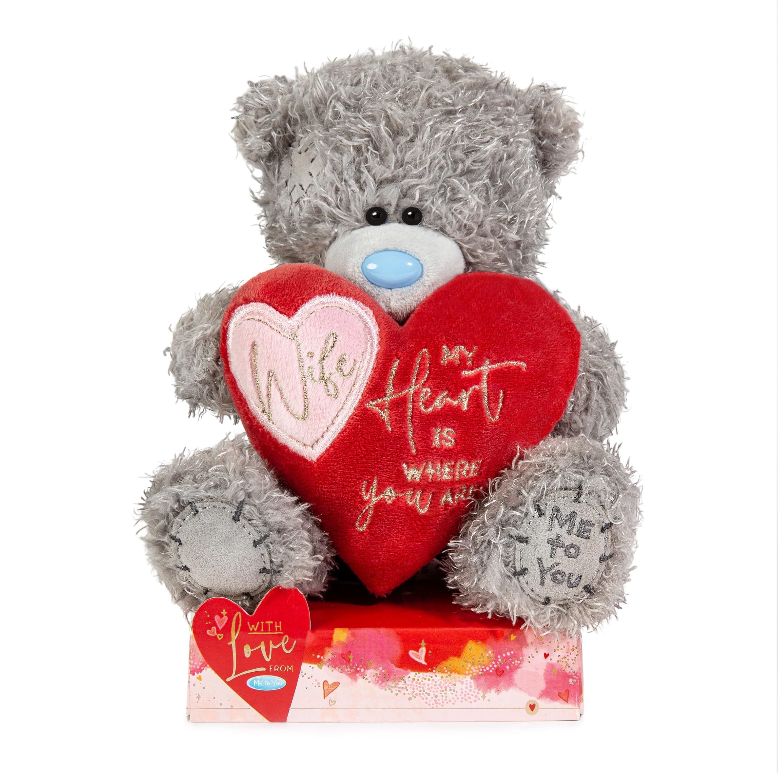 Me To You Tatty Teddy 'Wife - My Heart Is Where You Are' 15cm Bear - Official Valentine's Day Collection, Grey