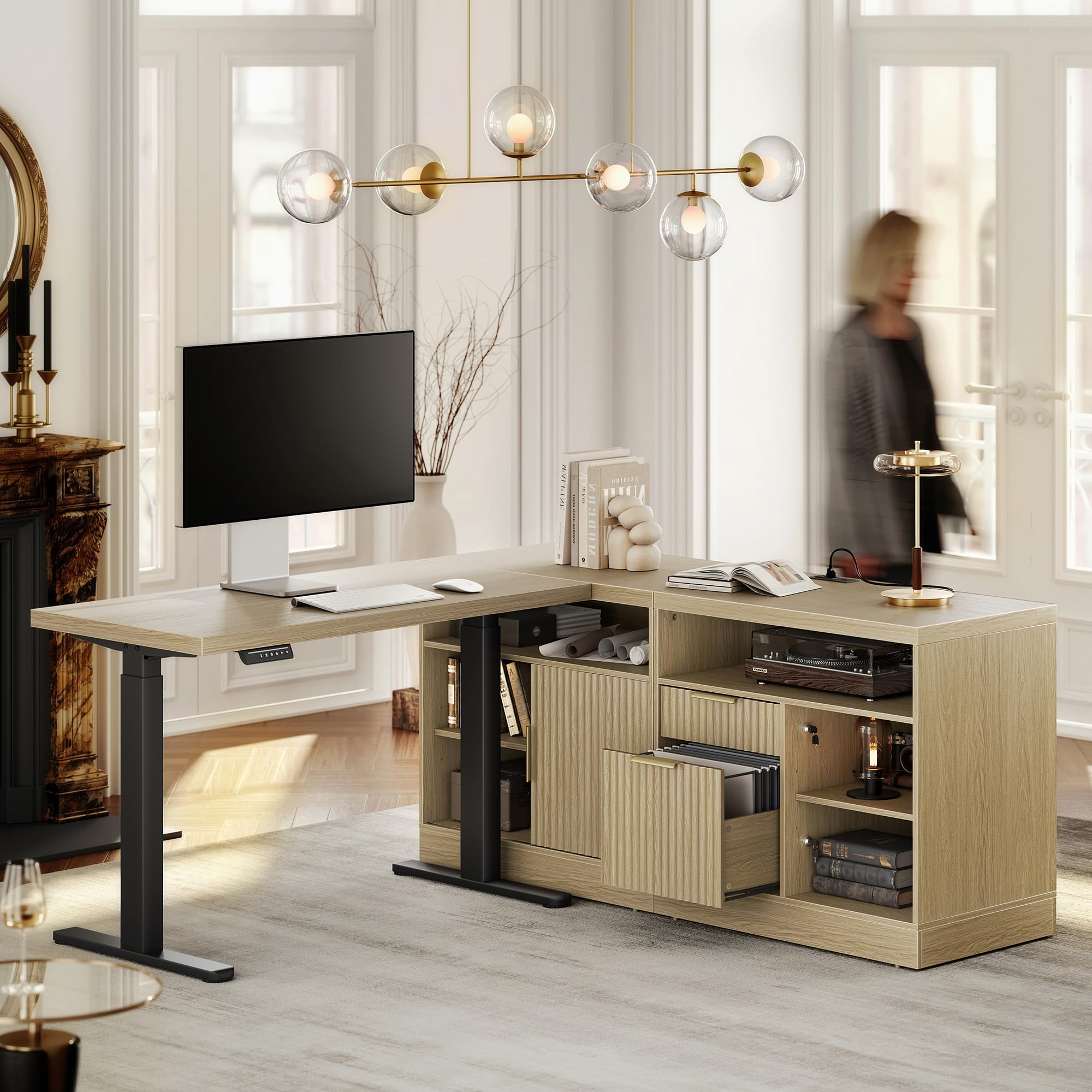 Amazon.com: Perledesign L Shaped Standing Desk, 67 Inches Electric