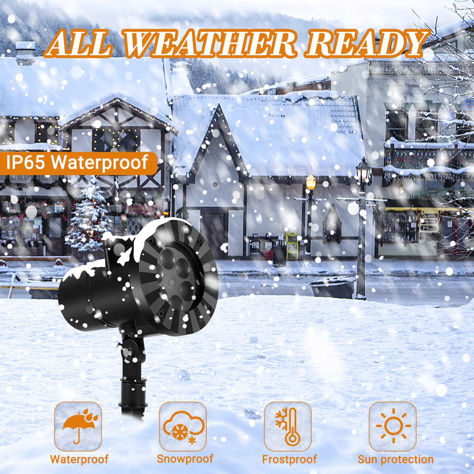 Projektor Weihnachten Aussen, Halloween Lichter Projektor mit 16 Folien, IP65 Wasserdicht LED Projektionslampe für Weihnachten, Halloween, Outdoor Indoor Dekorationen, Klub Party