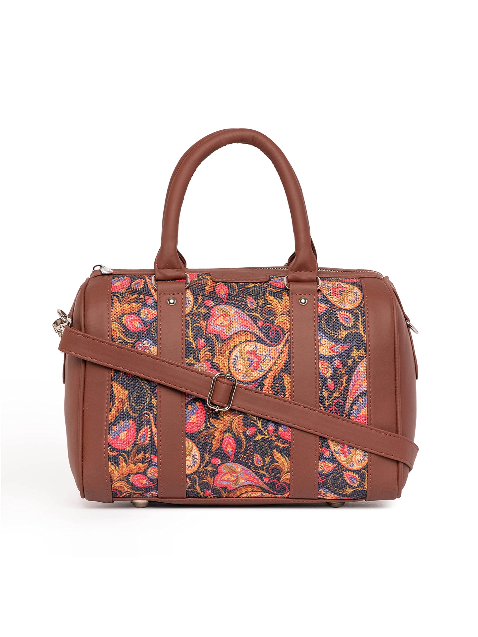 ZOUK Multi Coloured Graphic Printed Vegan Leather Handmade Womens Handbags with double handles and detachable Sling Strap - Paisley Print (B08P4NLV9F) Amazon Price History, Amazon Price Tracker