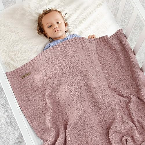 Miniatura 57 de LAWKUL Mantas de bebé para niños, manta de punto trenzado, manta de bebé para niña, suave y aireada para recién nacidos, para recién nacido