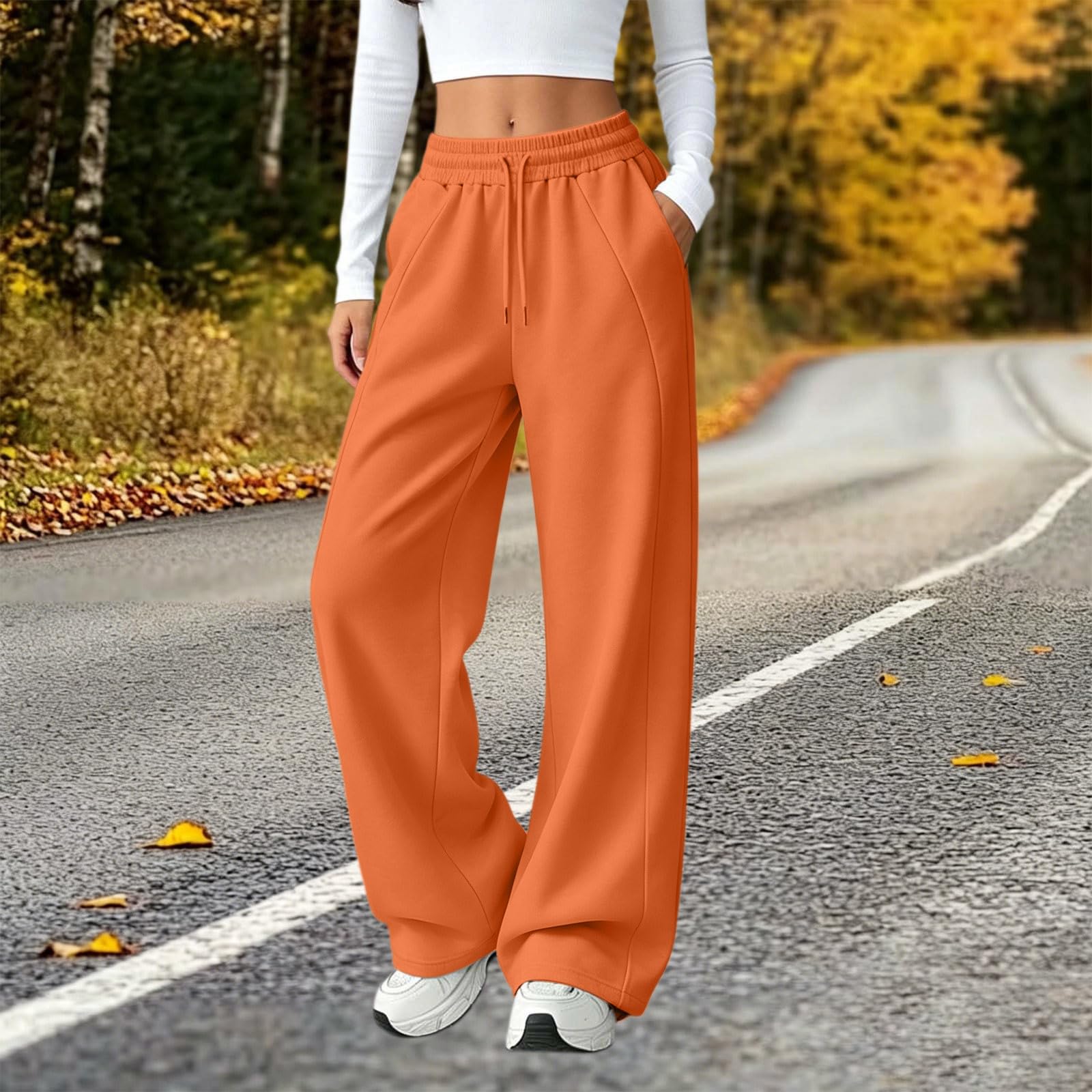Pantaloni Tuta Donna Pantaloni Baggy con Tasche Morbidi e Comodi Pantalone Jogger in Cotone Larghi e Leggeri Pantalone Sportivi con Coulisse Pant Lunghi Tinta Unita per Allenamento Jogging Fitness