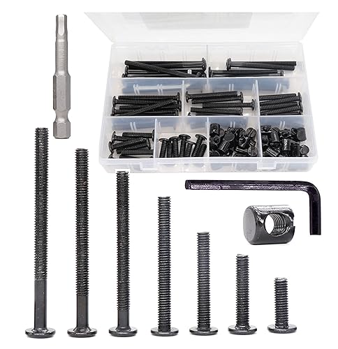 Miniatura 1 de cSeao 100 tornillos de cuna M6 para cuna de bebé, tornillos hexagonales negros para construir muebles de cuna, sillas de cuna, 0.591 in, 0.984 in,