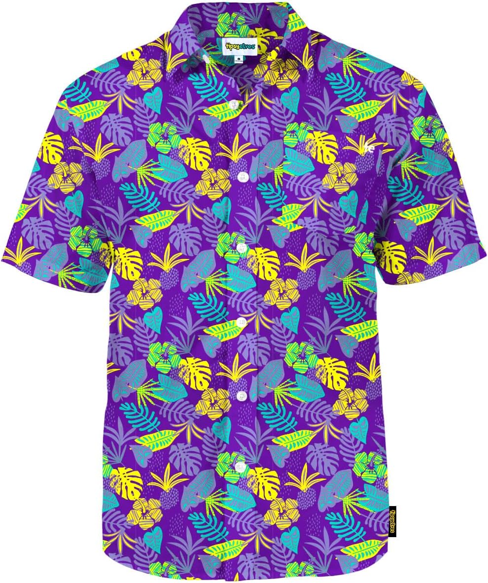 Tipsy Elves Button Down Shirts for Men - Valentine’s Day, Mardi Gras and St Patrick’s Day Men’s Button Ups