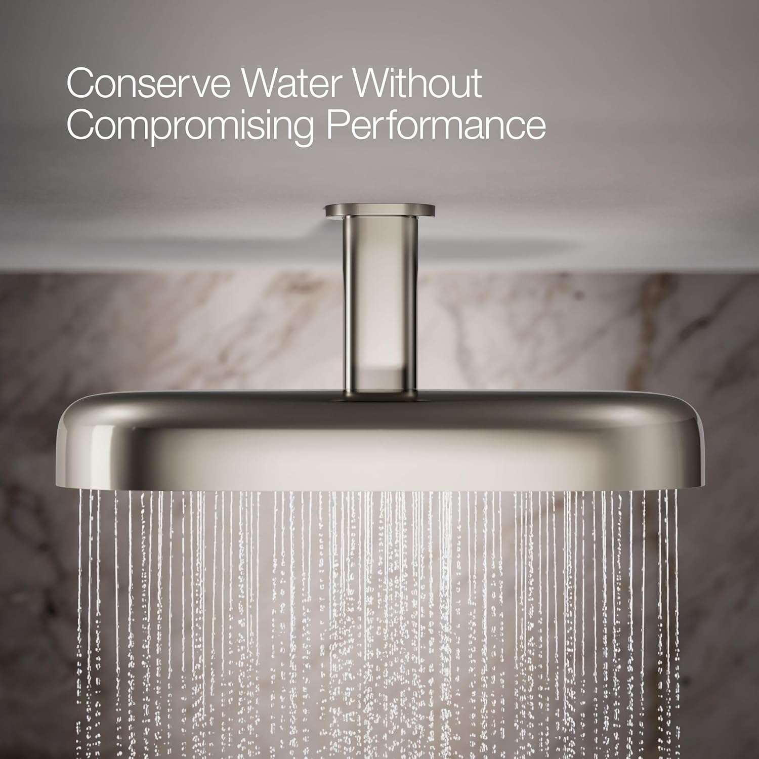 Kohler 26297-SN Statement® Oblong 18" two-function rainhead, 2.5 gpm, Vibrant Polished Nickel