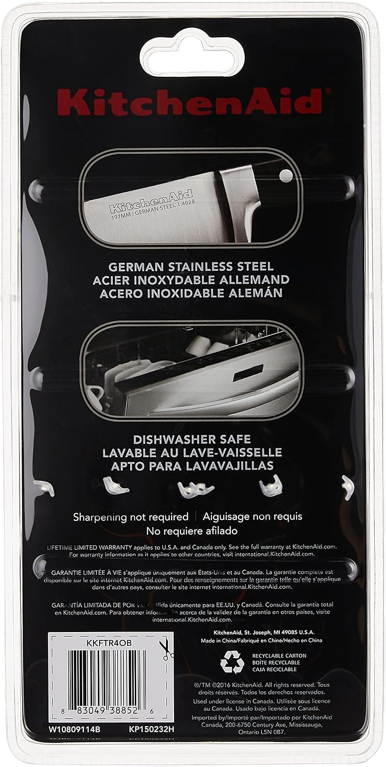 KitchenAid Classic Forged 4-Piece 4.5-In. Triple Rivet Steak Knives KKFTR4OB, Onyx Black