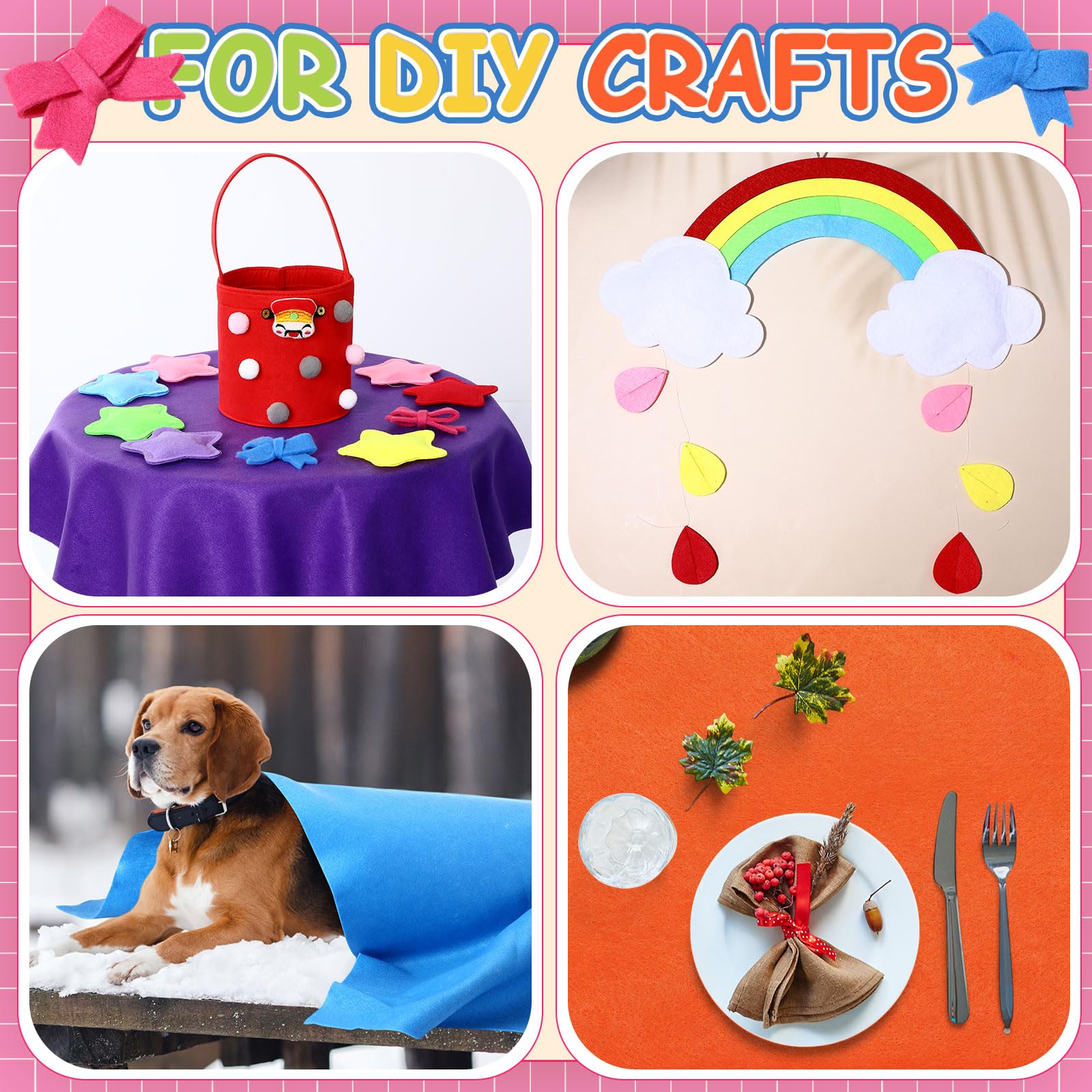 Peryiter 7 Rolls Felt Fabric 36" X 36"(1 Square Yard) 1.6mm Large Fabric Sheets Soft Craft Felt by The Yard for Sewing DIY Art Craft Project Decorations(Rainbow Series)